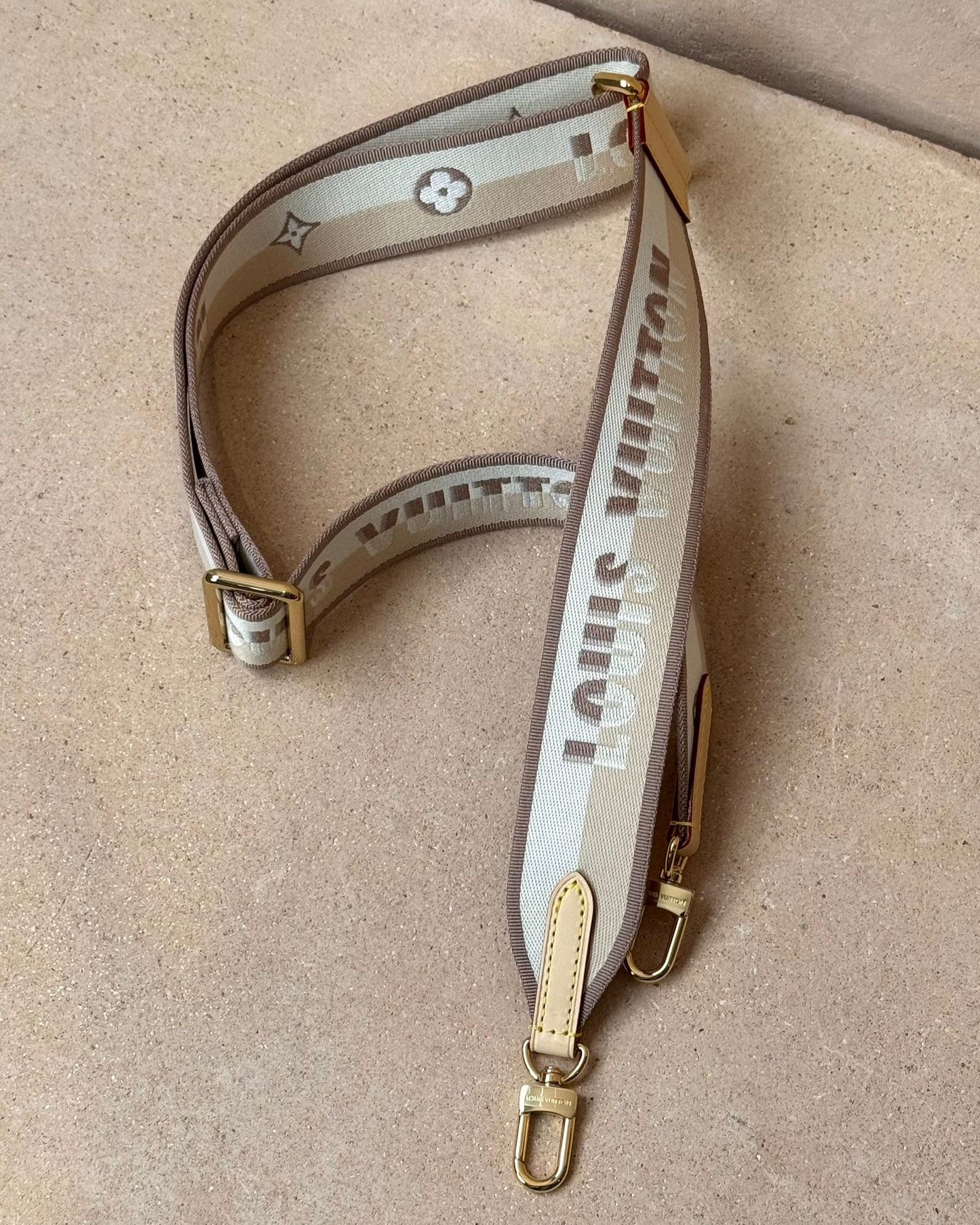 Louis Vuitton Bandouliere Strap - Beige | Gold Hardware - Bagista