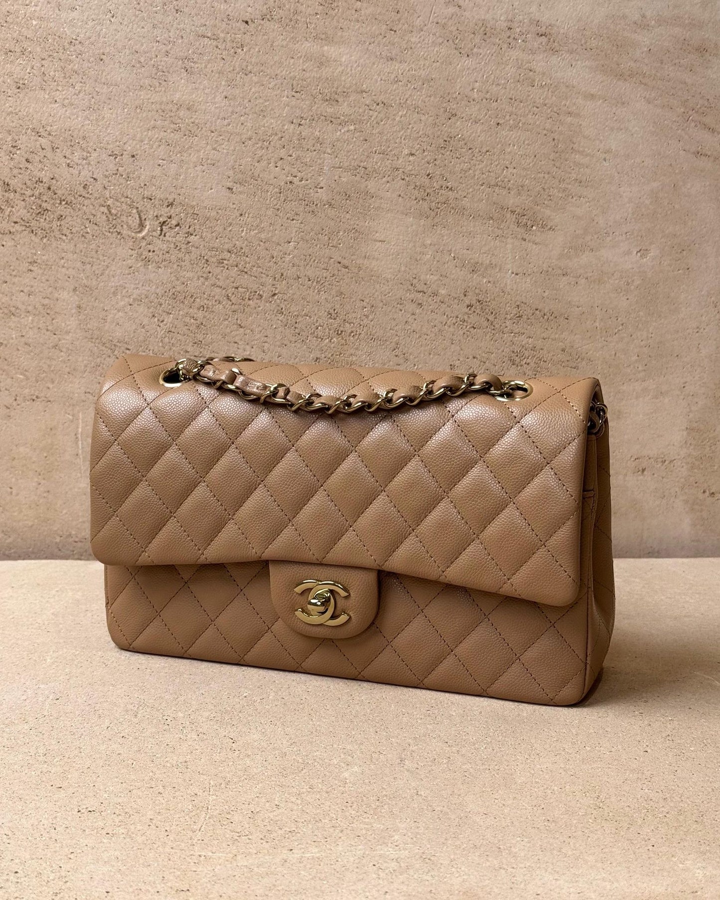 Chanel Medium Classic Flap Caramel Caviar | Champagne Gold Hardware - Bagista