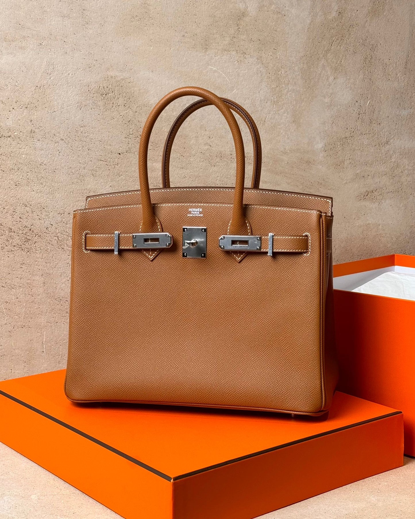 Hermès Birkin 30 - Gold Epsom Retourne | Palladium Hardware - Bagista