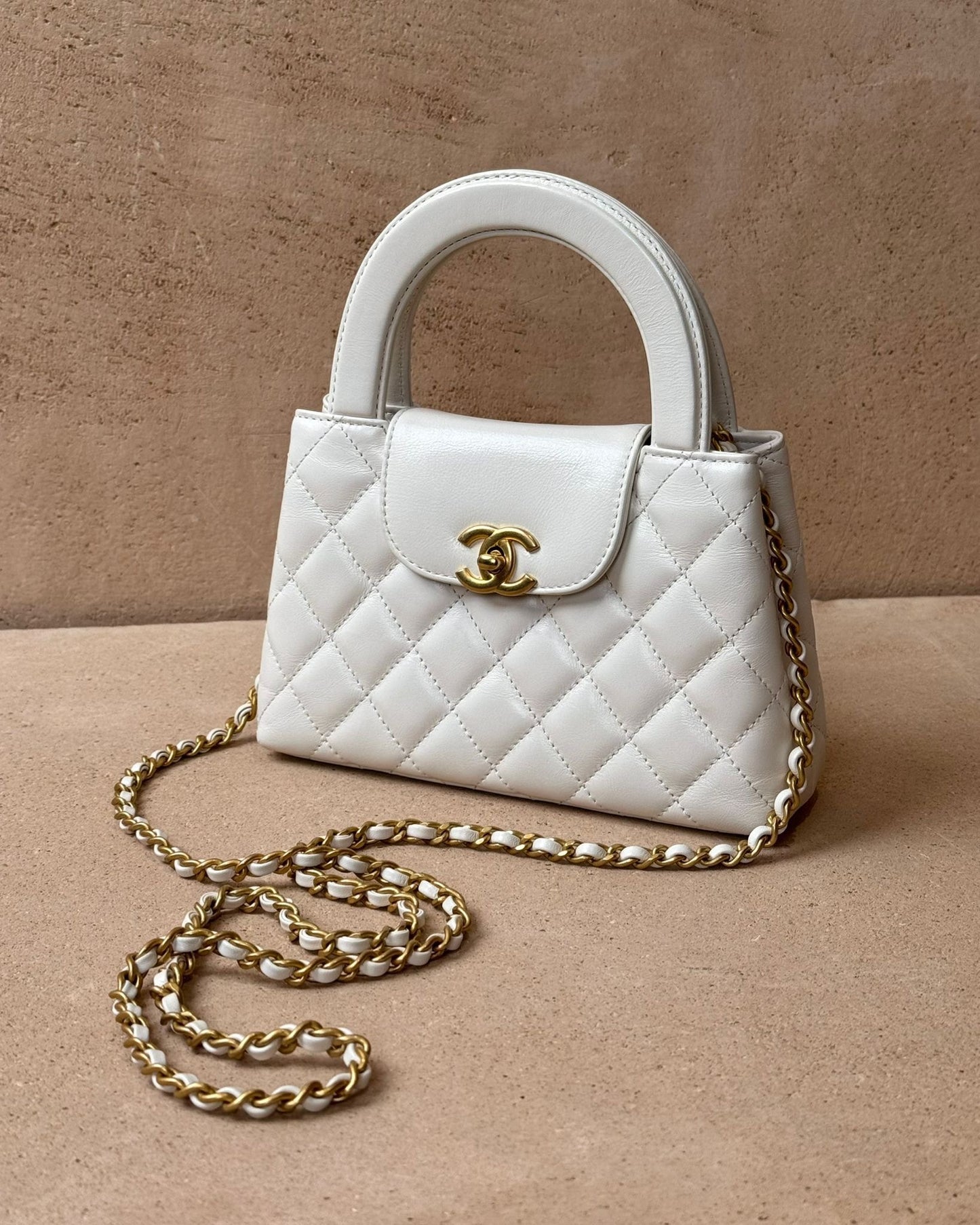 Chanel Small Kelly Re-Edition - White Crumpled Calfskin | Gold Hardware