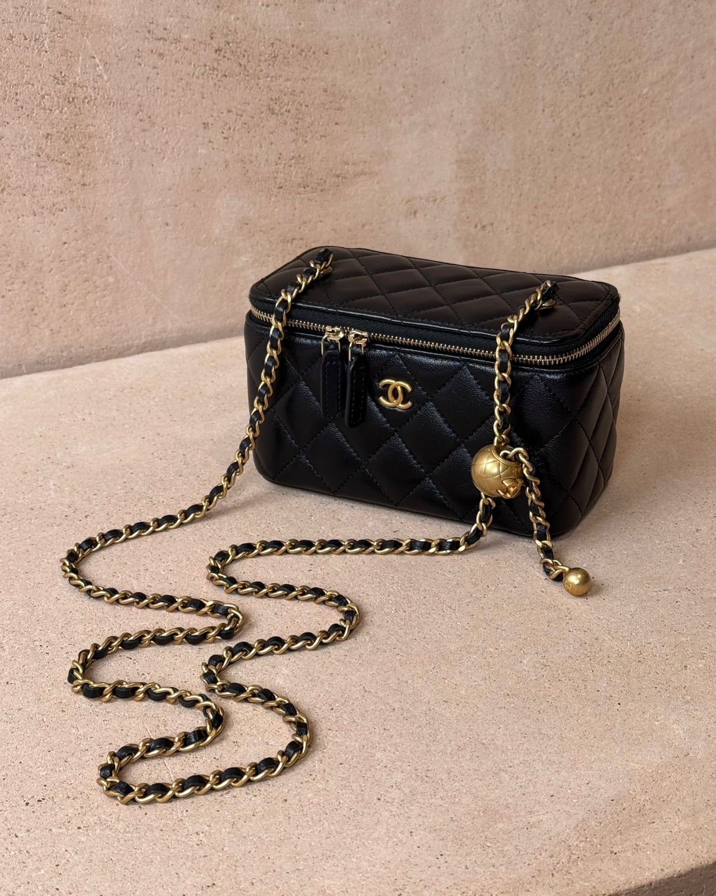 Chanel Small Pearl Crush Vanity - Black Lambskin | Gold Hardware - Bagista