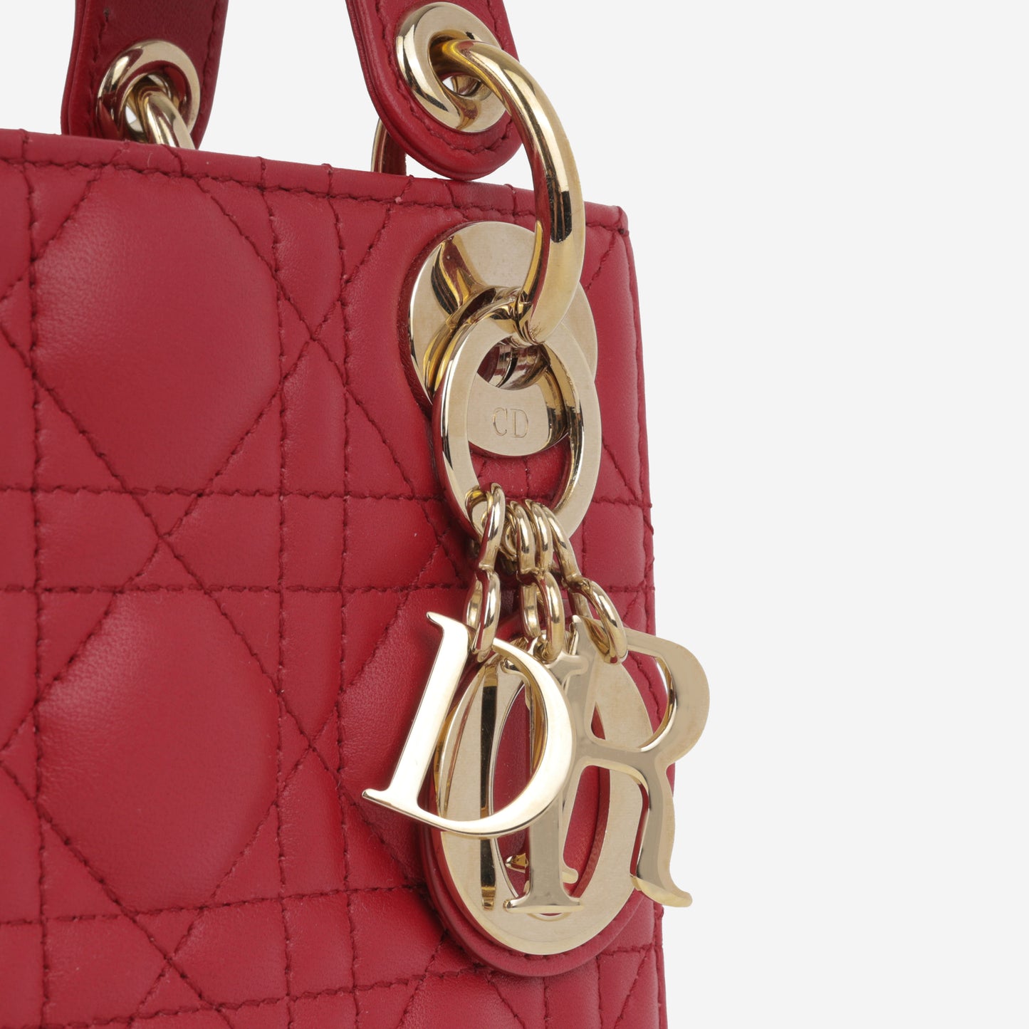 Mini Lady Dior - Red Lambskin | Champagne Gold Hardware
