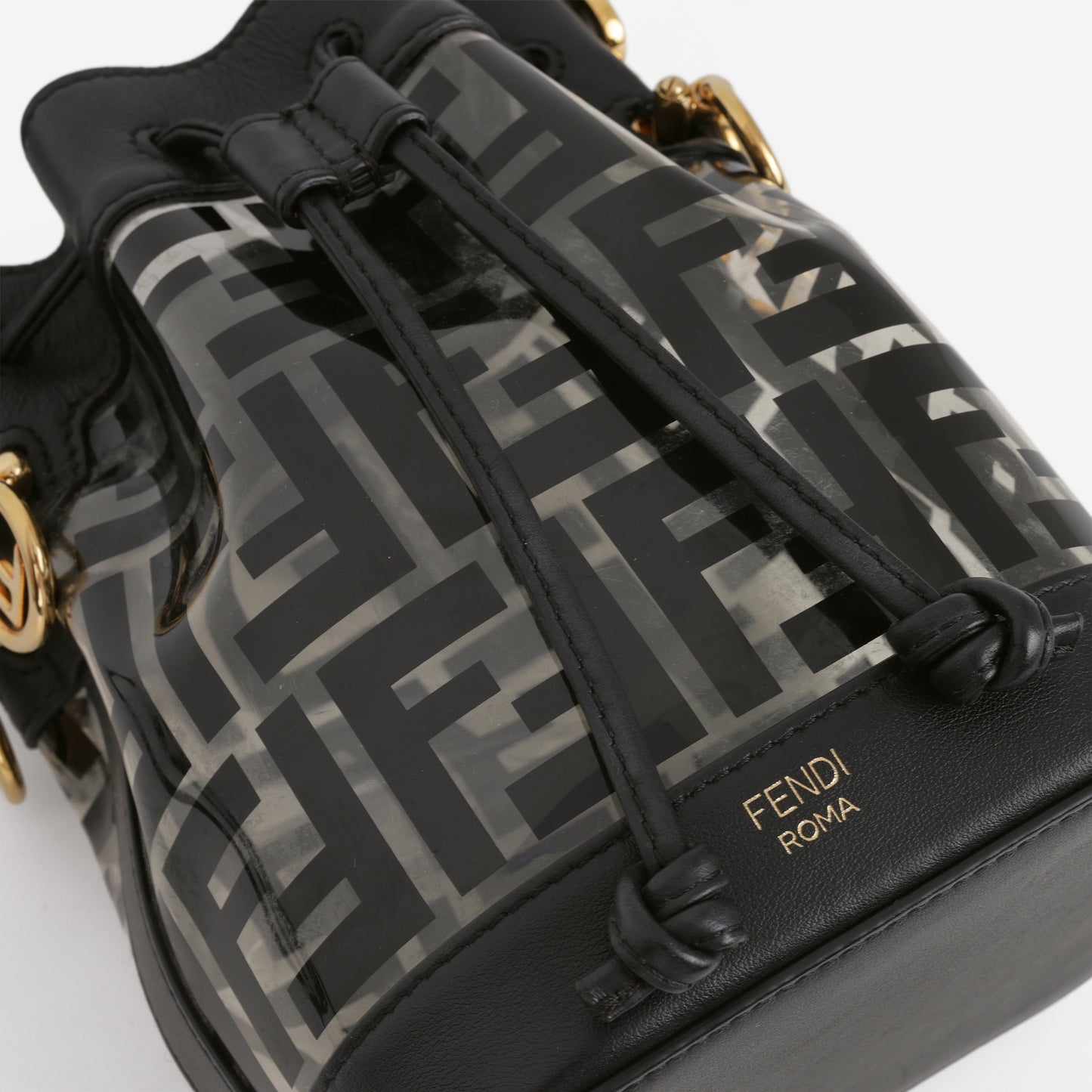 Fendi Mini Mon Tresor Bucket Bag - Black and Clear PVC | Gold Hardware