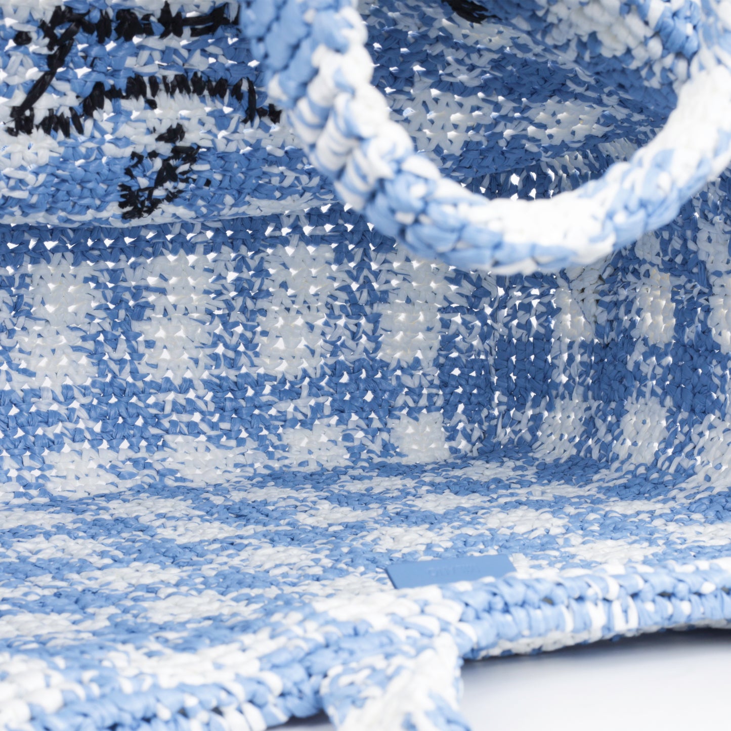 Large Check Crochet Tote Bag