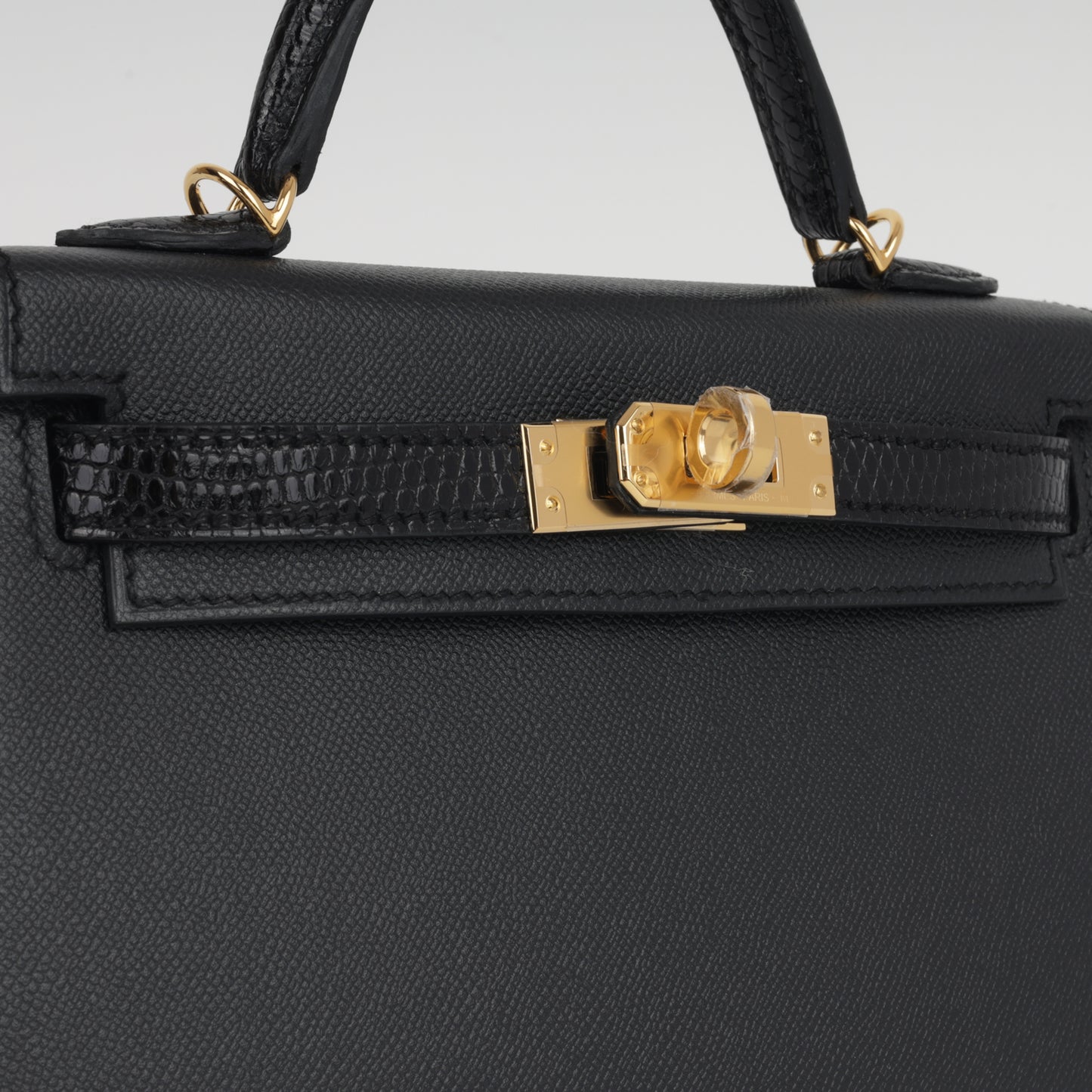 Hermès Mini Kelly Touch - Black Madame / Lizard | Gold Hardware
