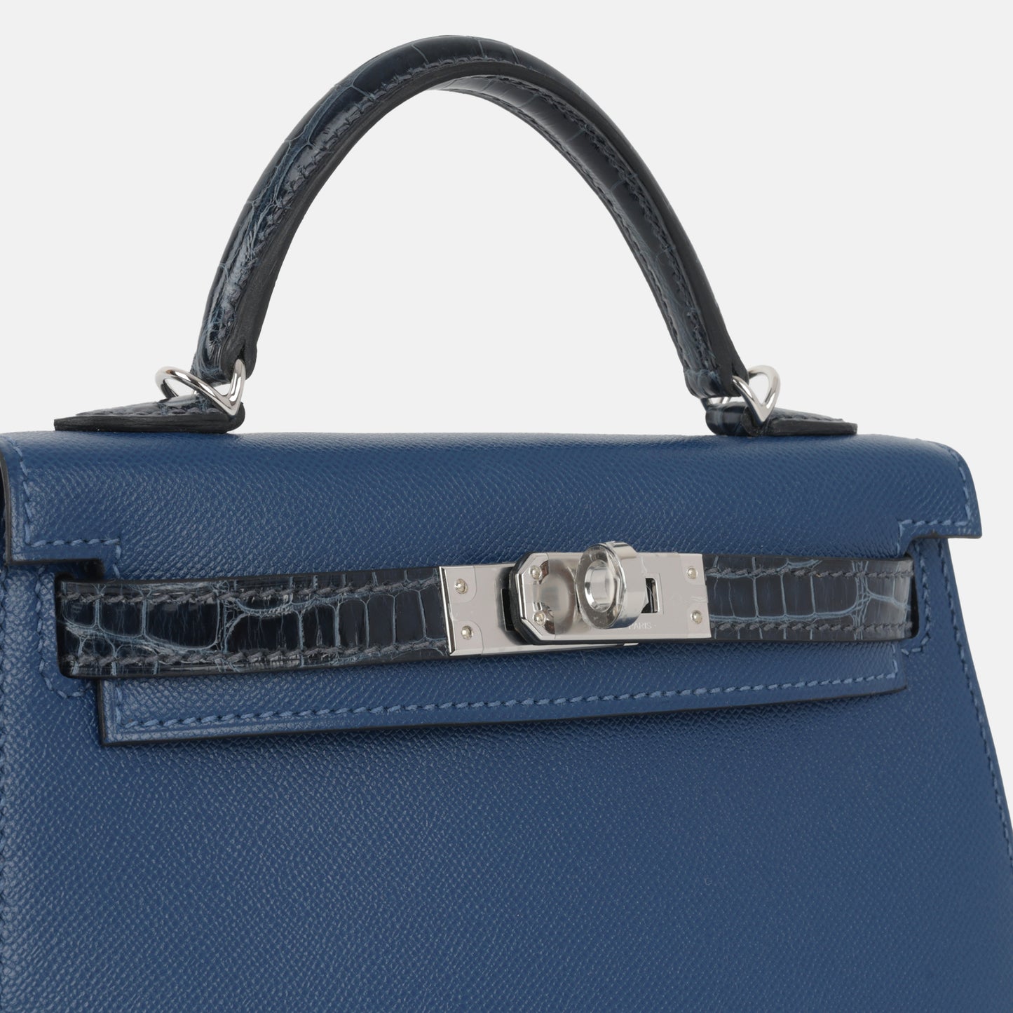 Mini Kelly Touch - Deep Bleu Madame / Bleu Baltique Alligator