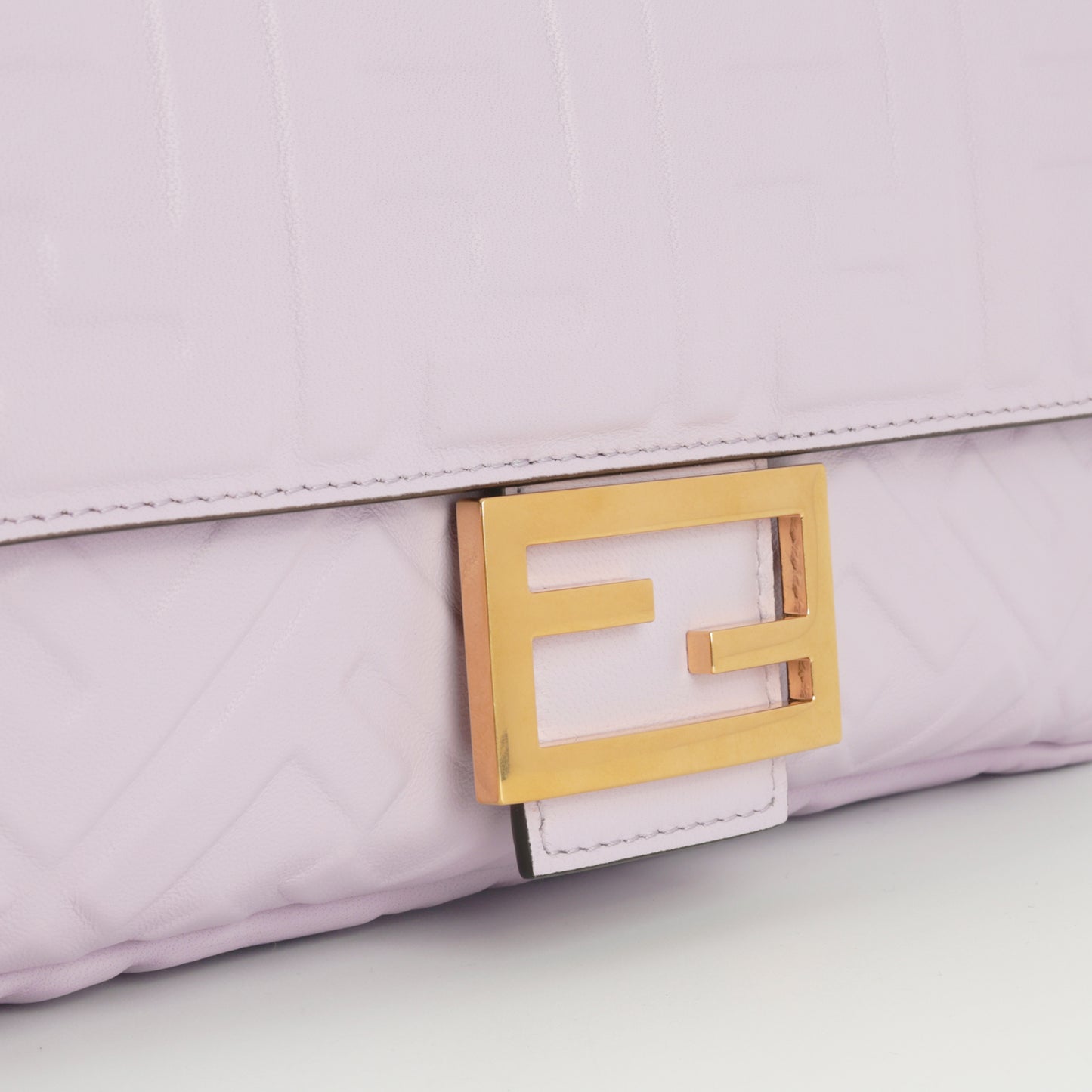 Fendi Medium Baguette - Lilac Zucca Calfskin | Gold Hardware