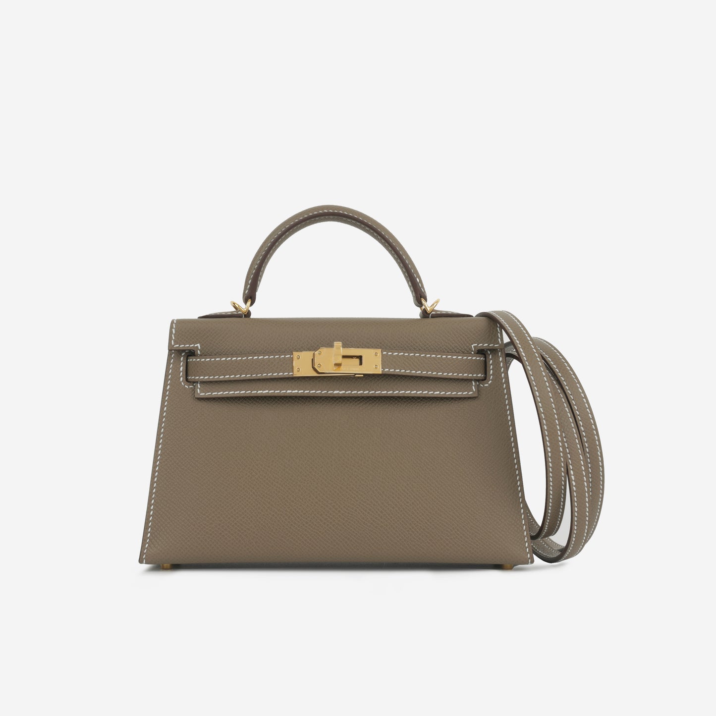 Hermès Mini Kelly 20cm - Etoupe Epsom | Gold Hardware - Bagista
