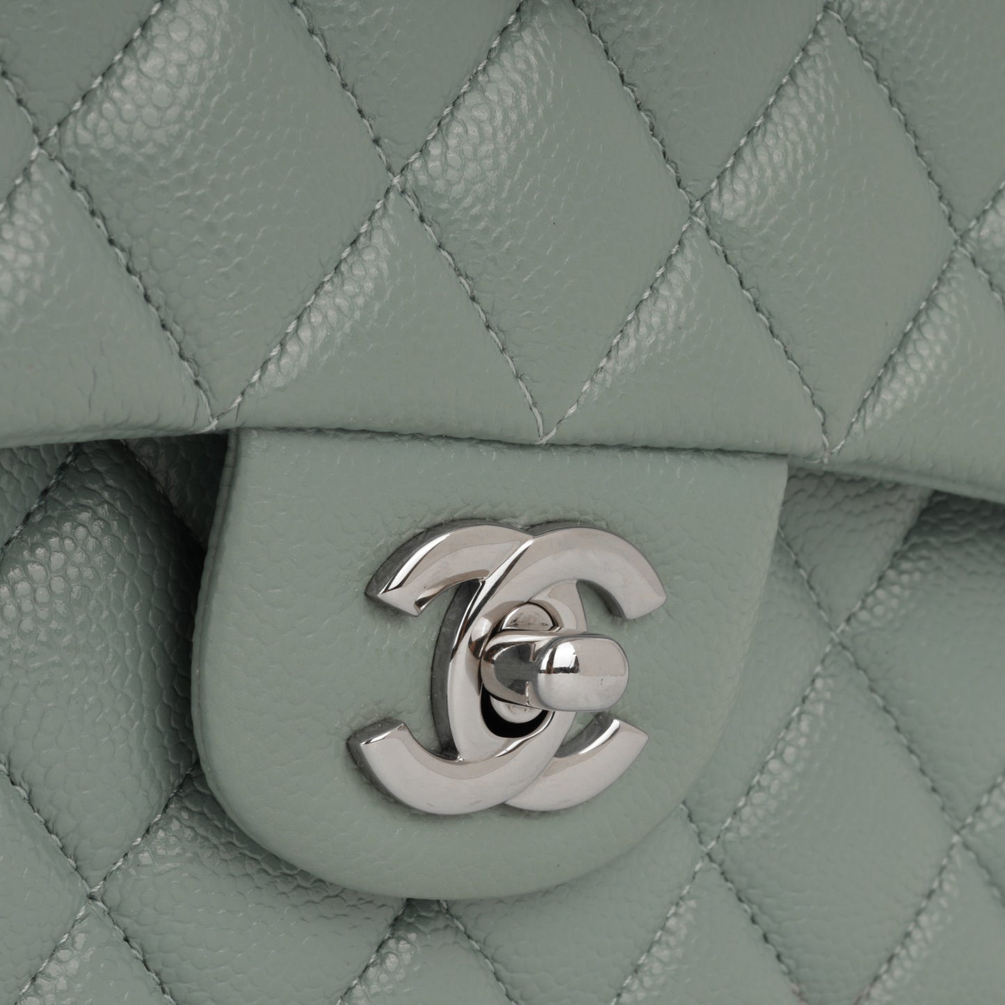 Medium Classic Flap - Sage Green Caviar | Silver Hardware