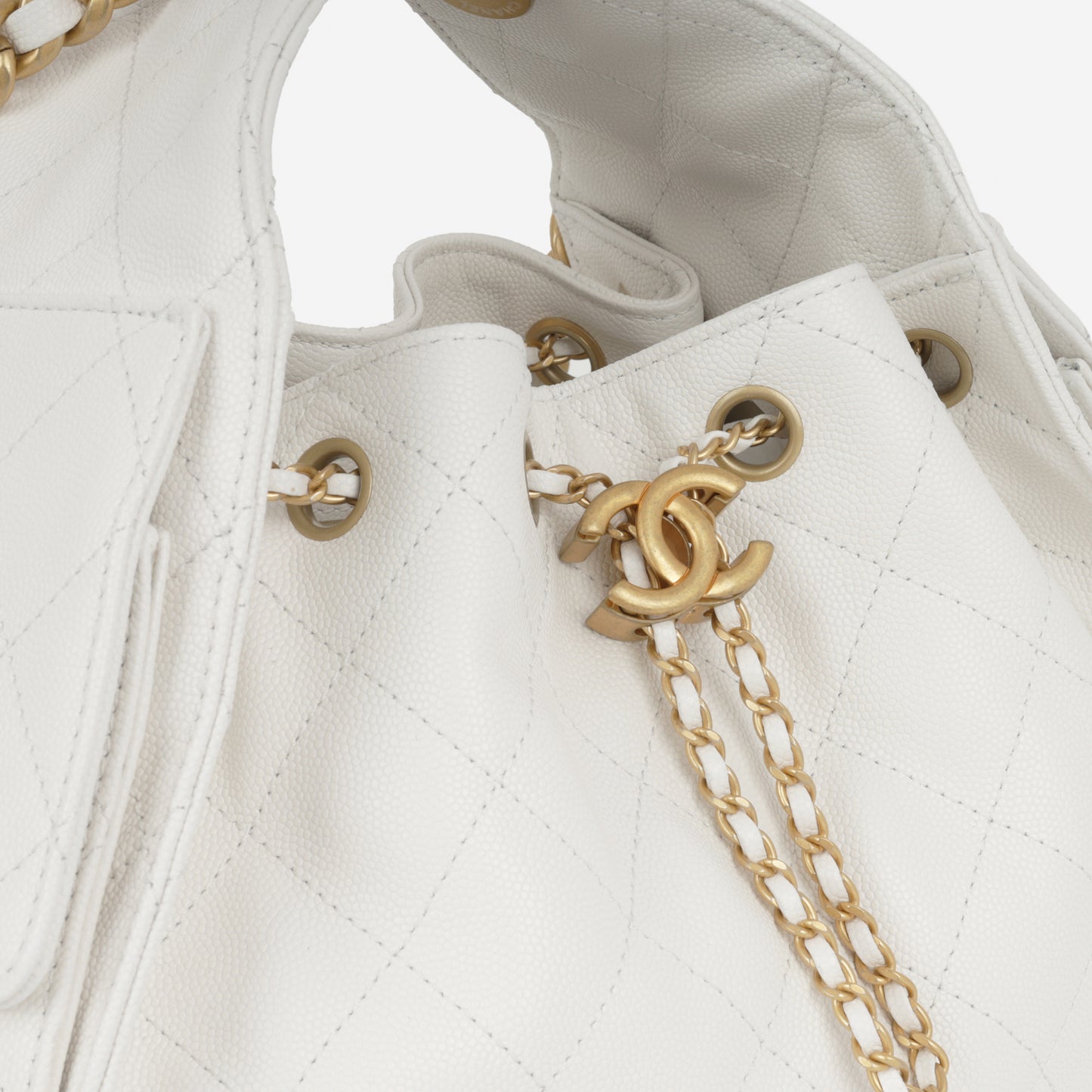 Chanel Small 25 Hobo - White Caviar | Gold Hardware