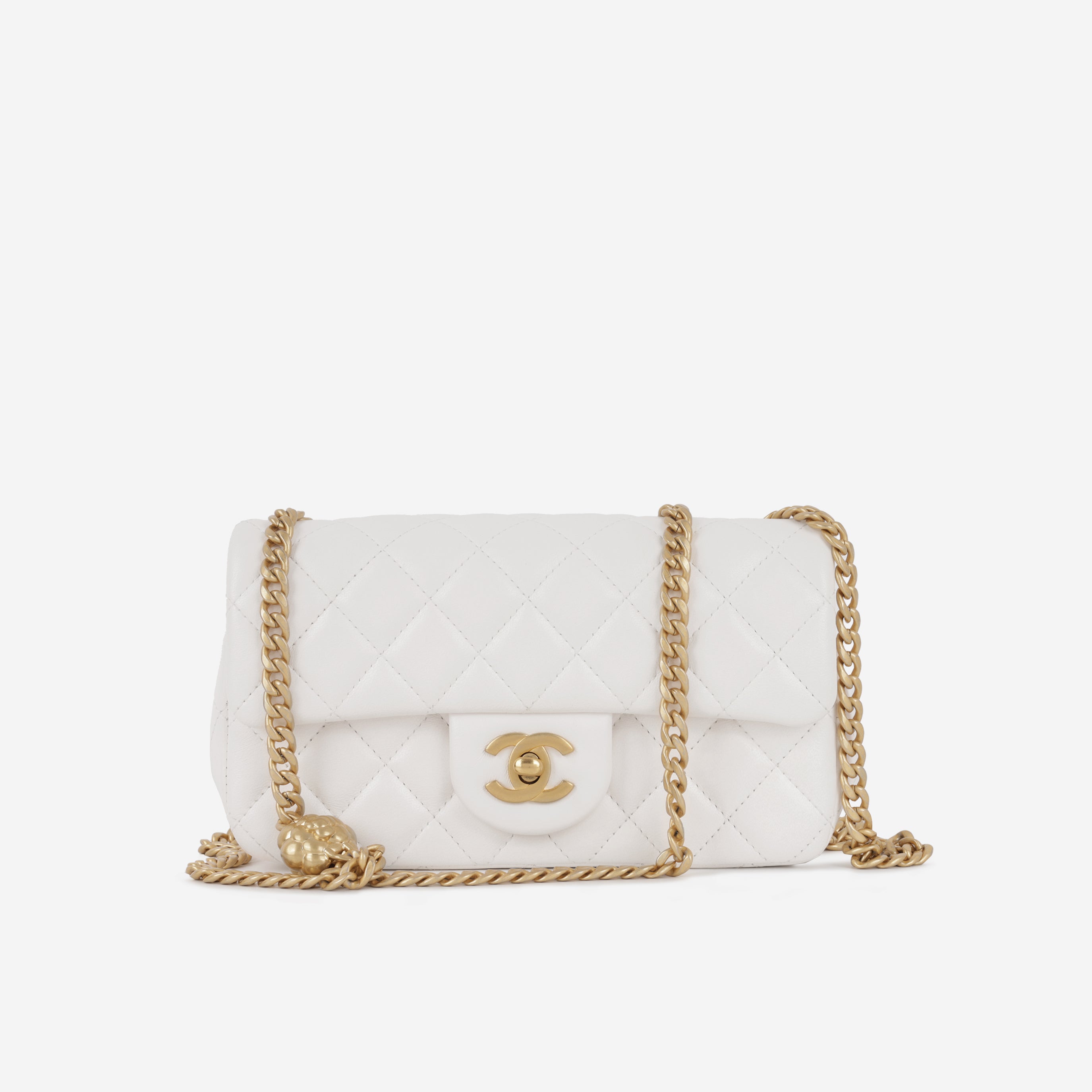 Chanel Mini Rectangular Camellia Crush - White Lambskin AGHW | Pre