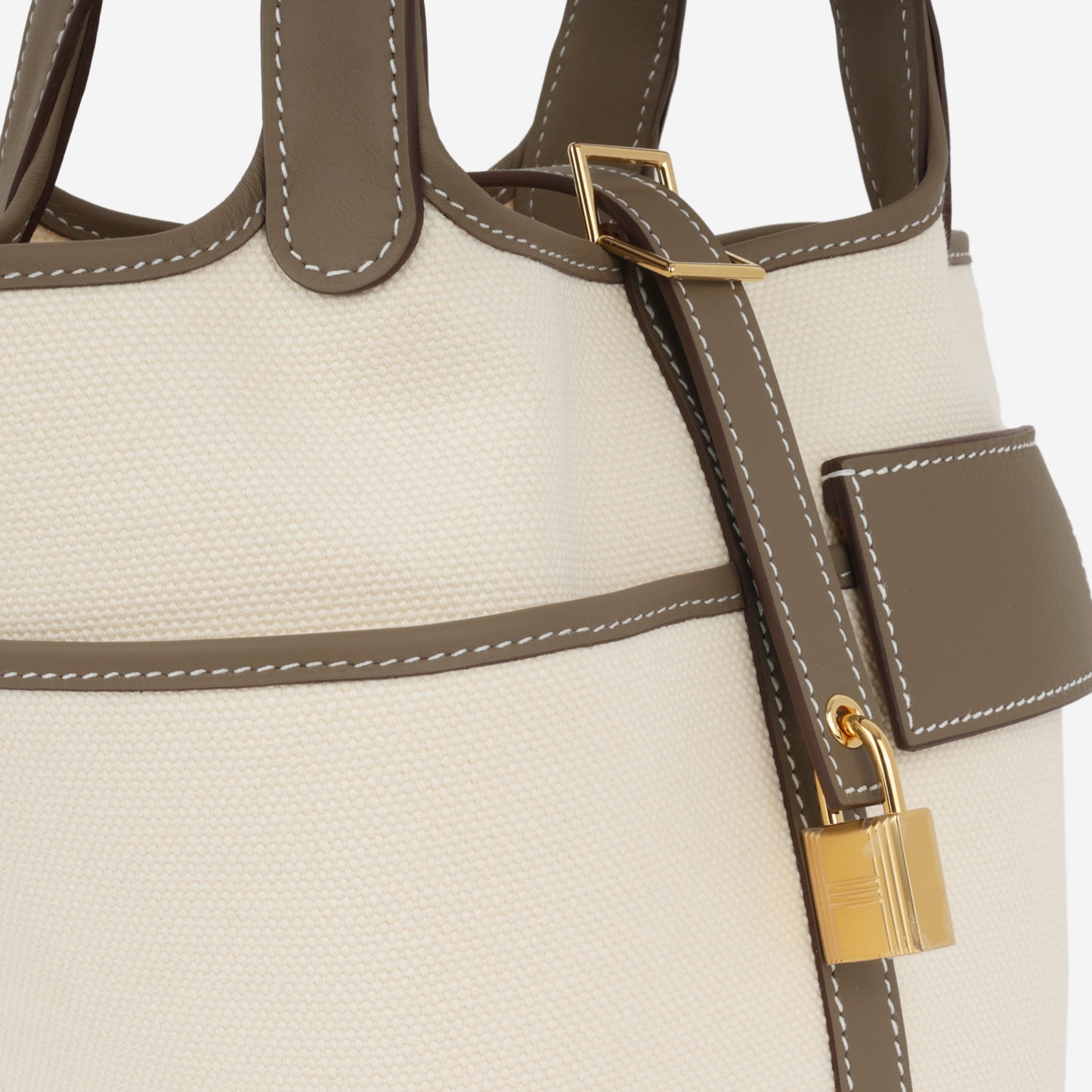 Hermès Picotin 18 Cargo - Ecru Canvas / Etoupe Swift | Gold Hardware