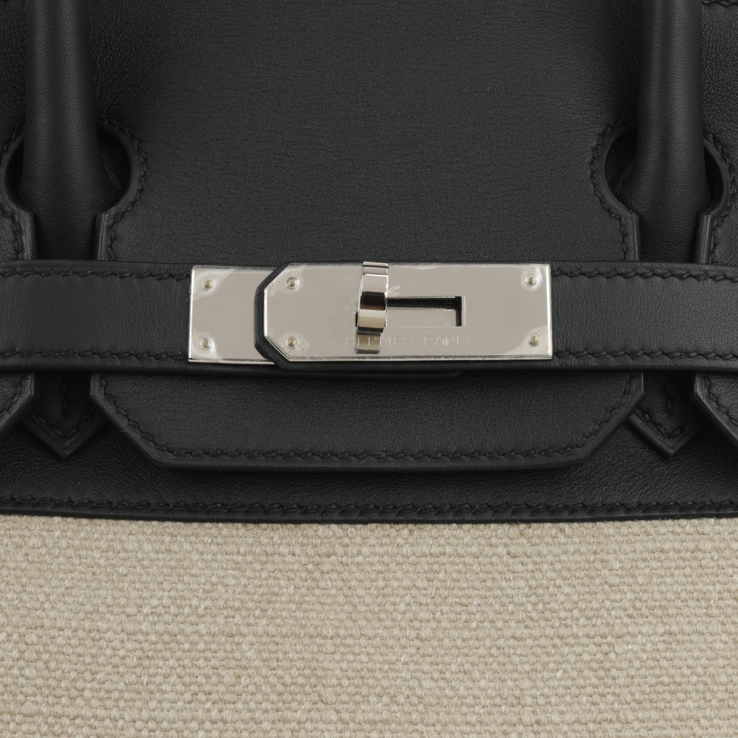 Hermès Birkin 30 Toile - Ficelle / Noir Swift | Palladium Hardware