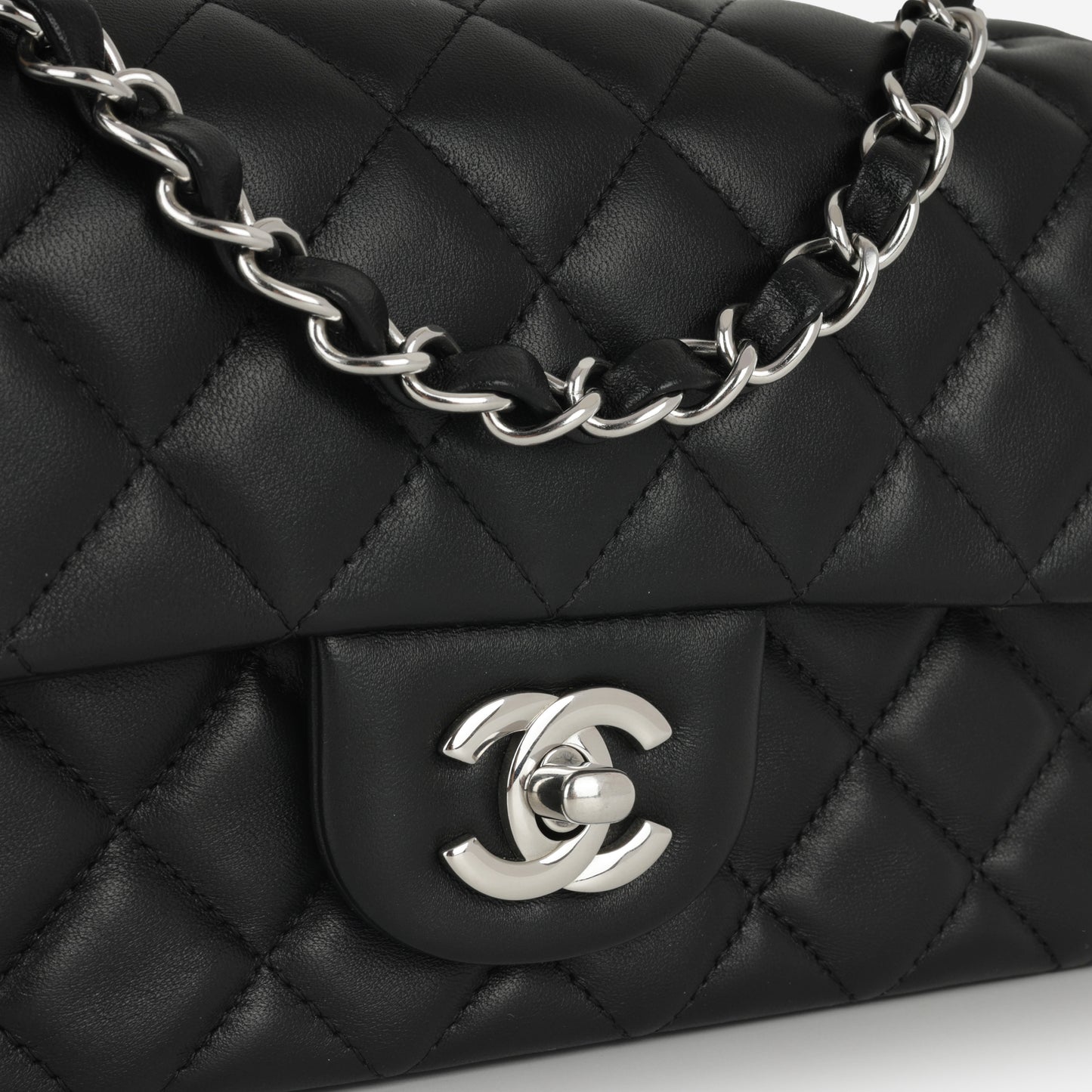 Chanel Mini Rectangular - Black Lambskin | Silver Hardware