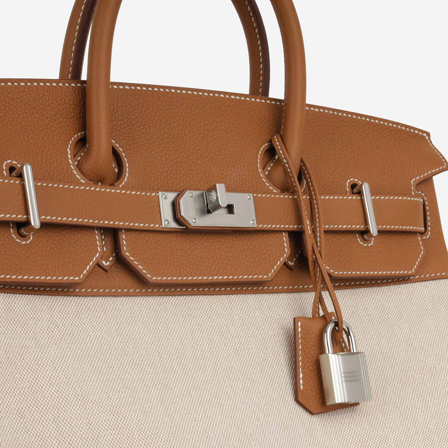 Hermès HAC 40 - Gold Togo / Ecru-Beige Toile | Palladium Hardware