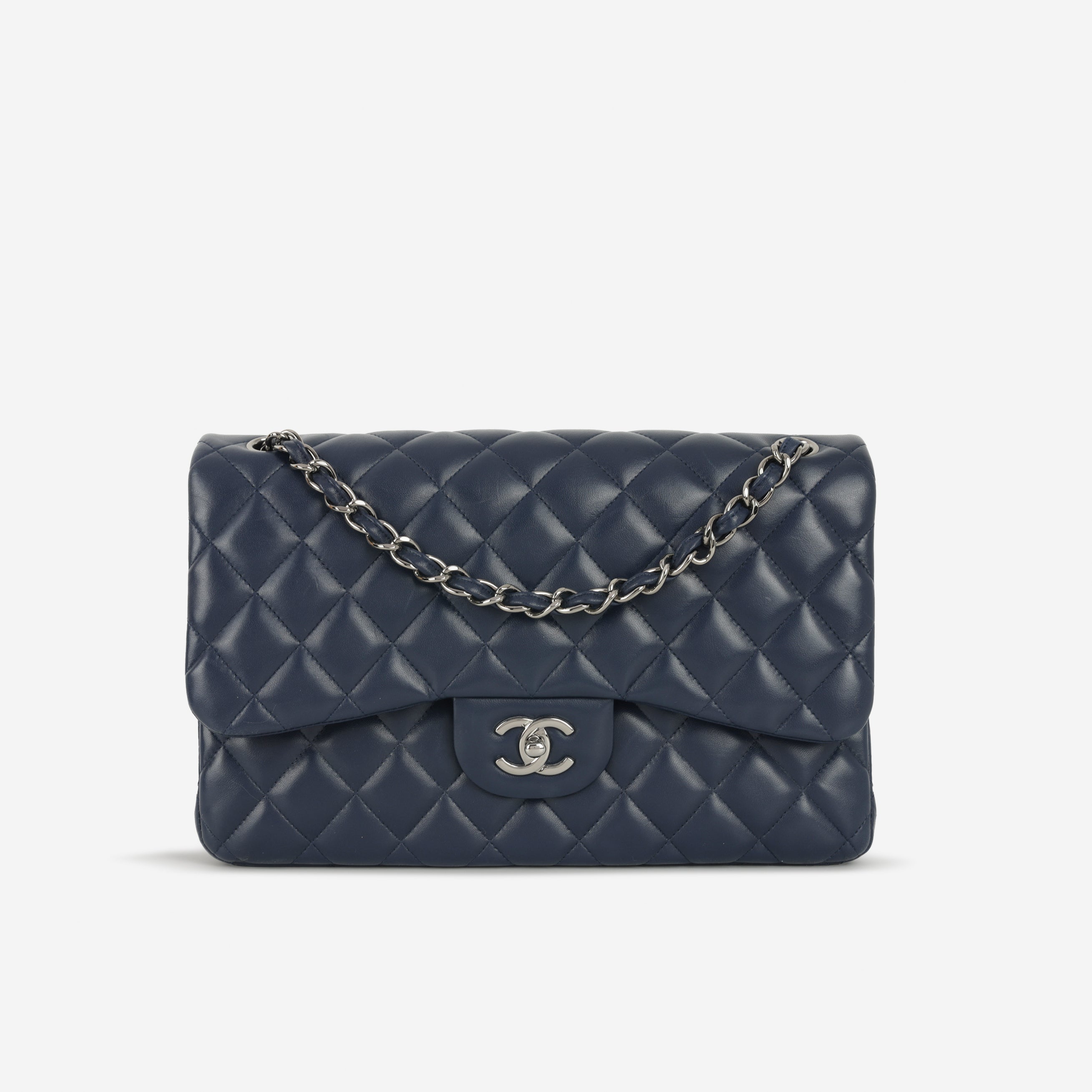 Chanel Classic Jumbo Double Flap - Navy Lambskin | Ruthenium