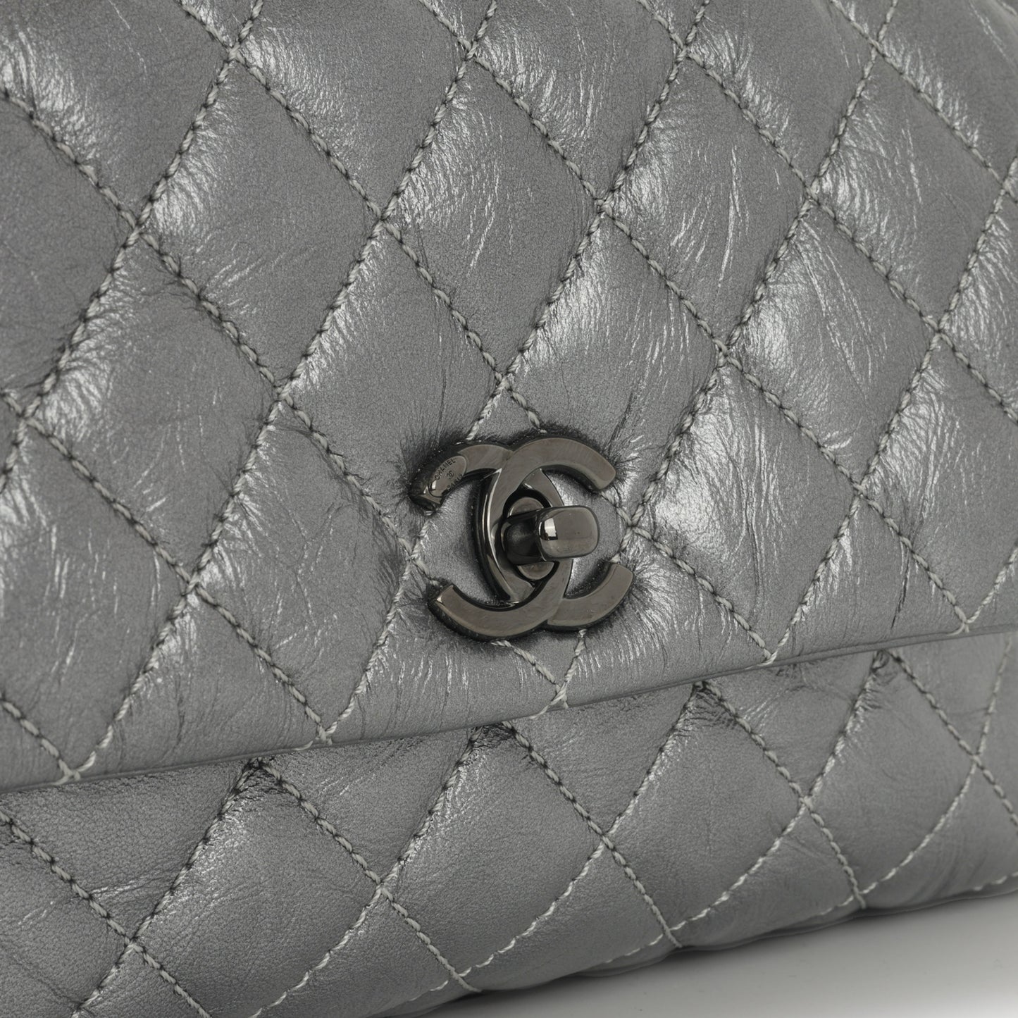 Chanel Small Coco Handle - Graphite Metallic Calfskin | Black Hardware