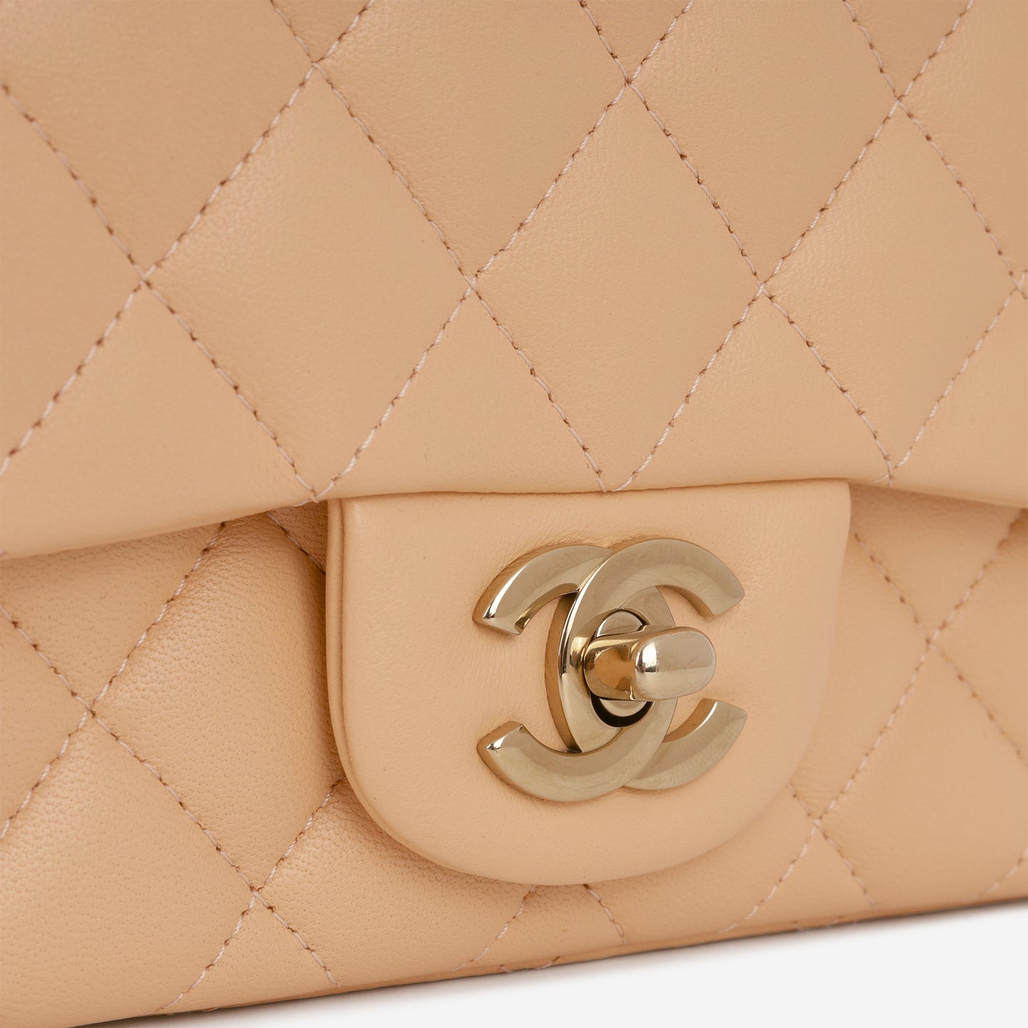 Chanel Mini Flap Square - Peach Lambskin | Champagne Gold Hardware