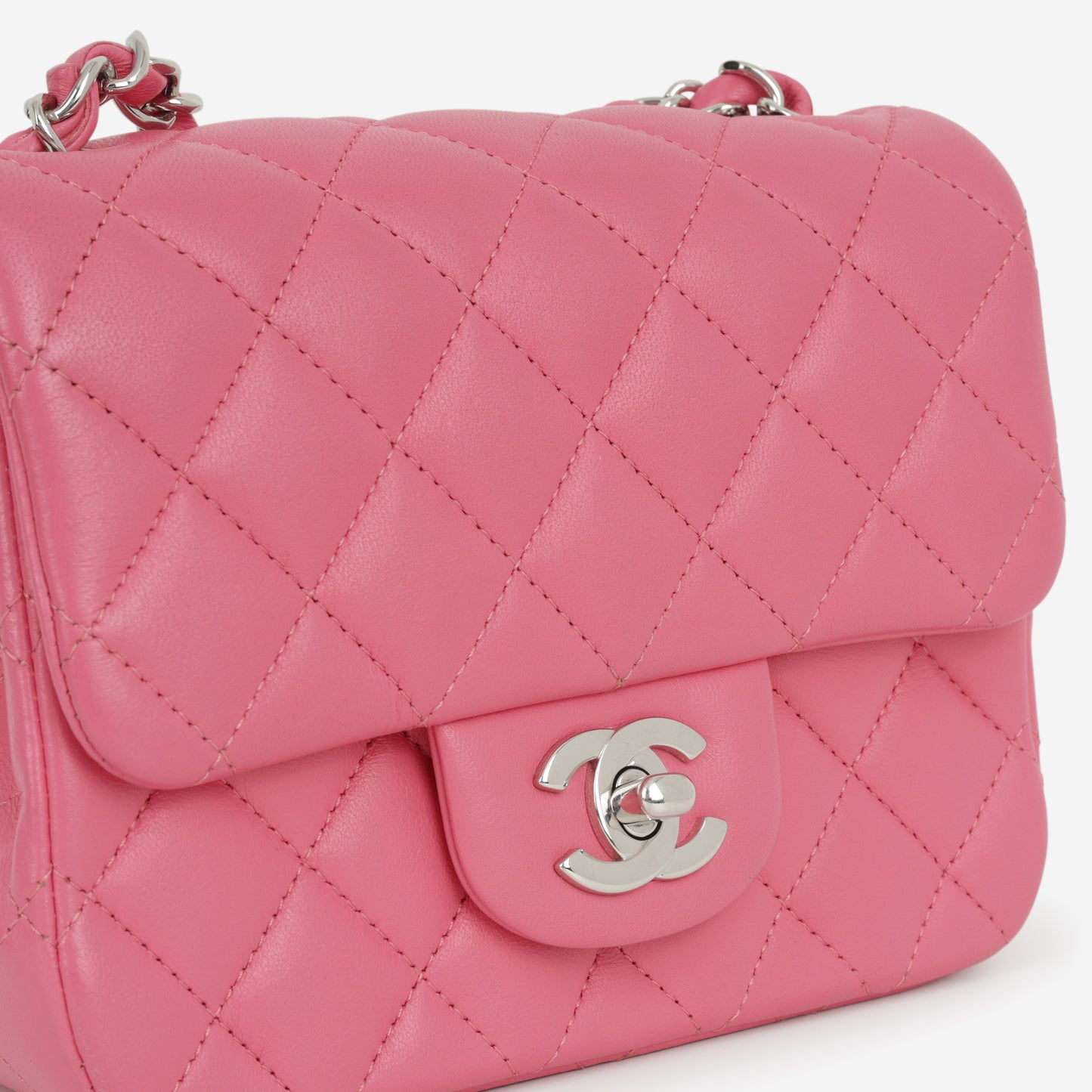 Chanel Mini Flap Square - Pink Lambskin | Silver Hardware - Bagista