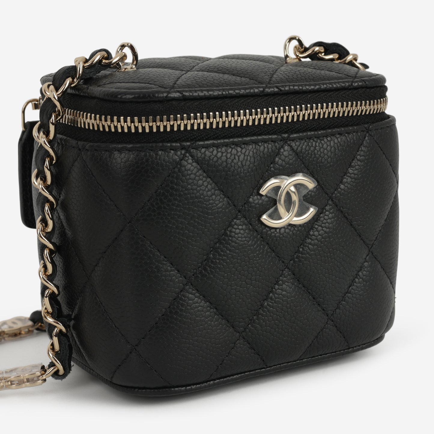Chanel Mini Vanity on Chain - Black Caviar | Champagne Gold Hardware