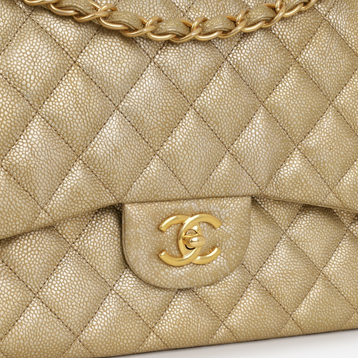 Chanel Classic Jumbo Double Flap - Gold Caviar | Gold Hardware