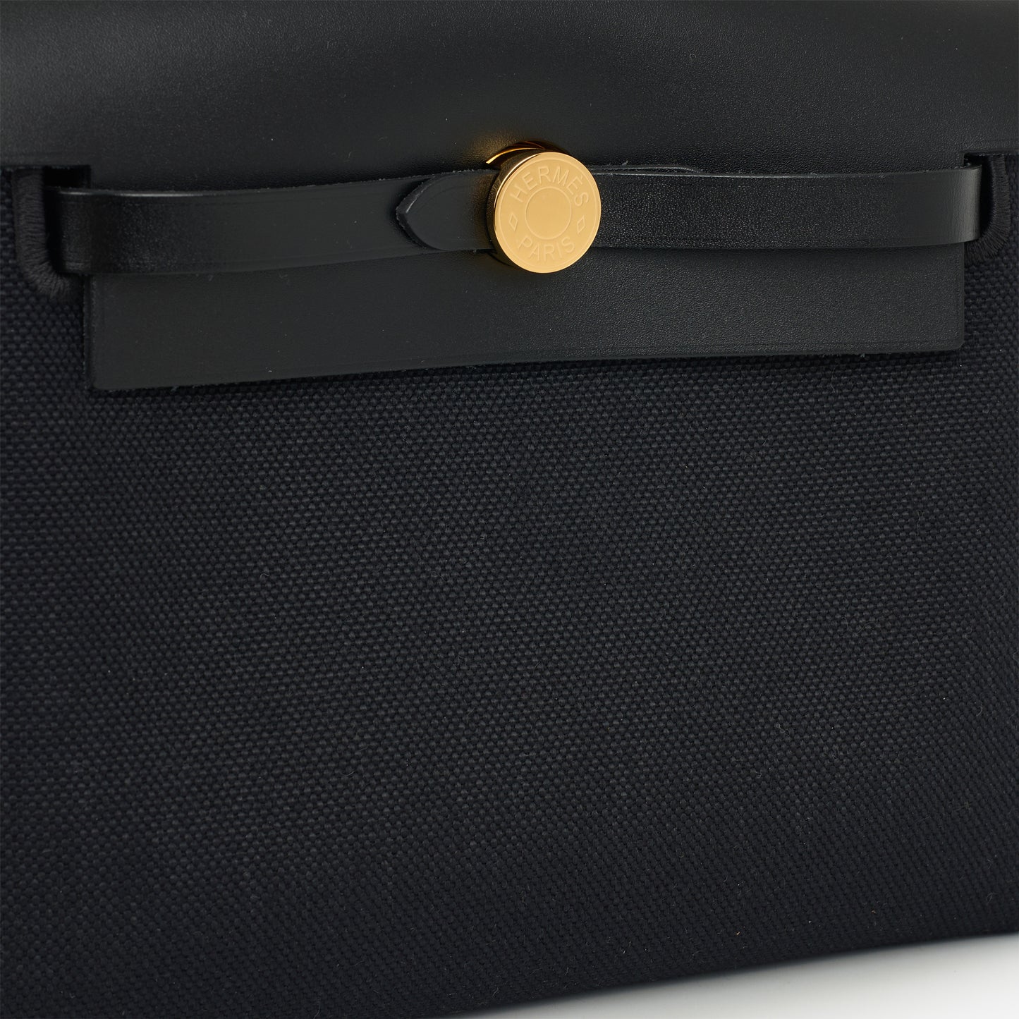 Hermès Mini Herbag 20 - Black Canvas / Hunter | Gold Hardware