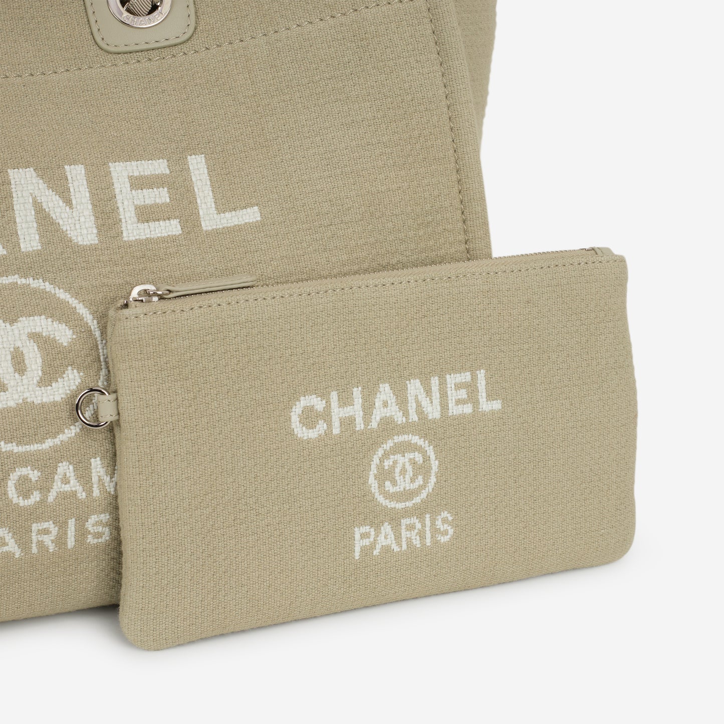 Chanel Deauville - Large Light Grey Canvas | Silver Hardware - Bagista