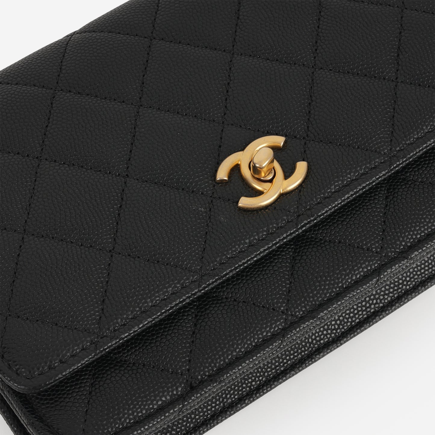 Chanel Coco Mark Coin Wallet on Chain - Black Caviar | Gold Hardware