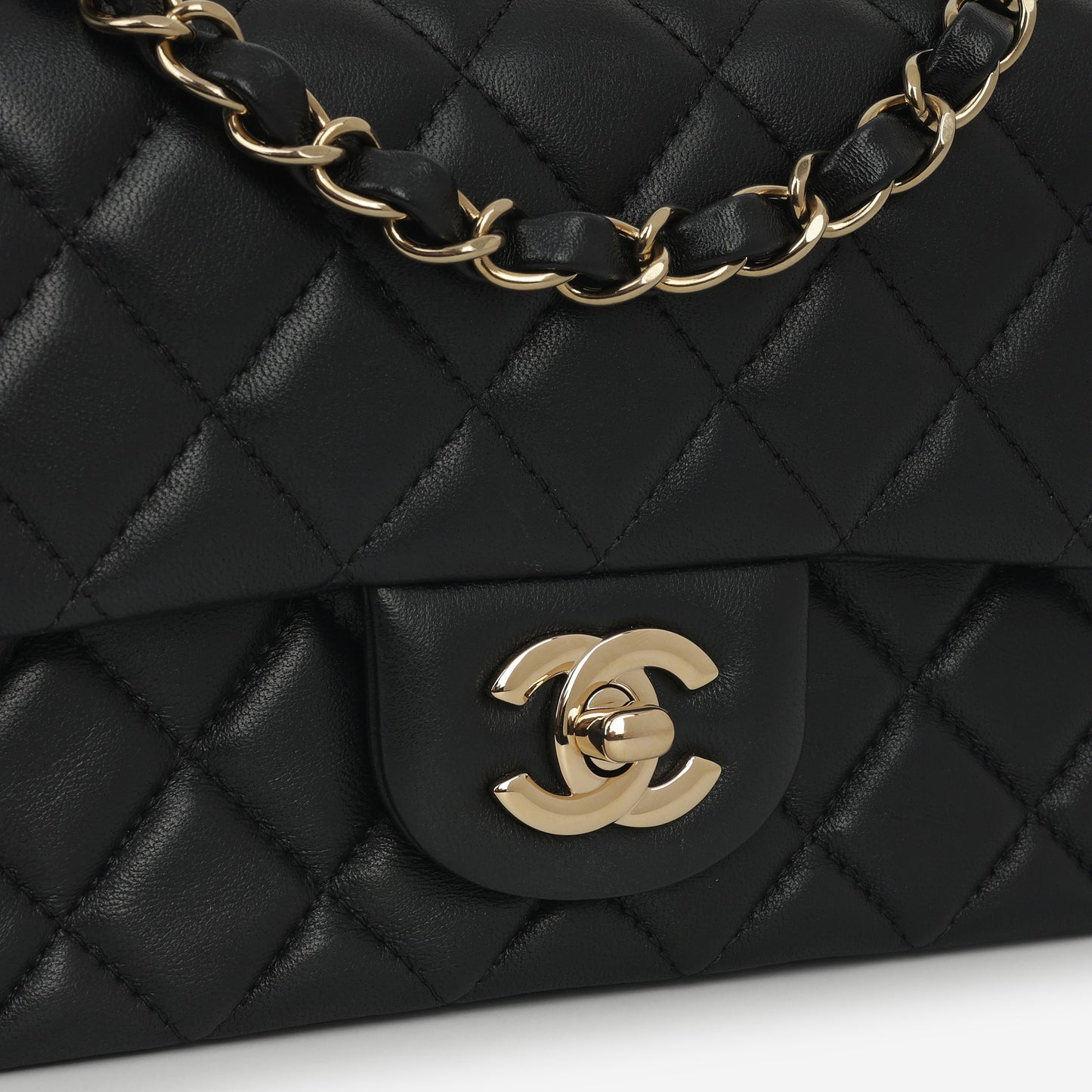 Chanel Mini Rectangular - Black Lambskin | Champagne Gold Hardware