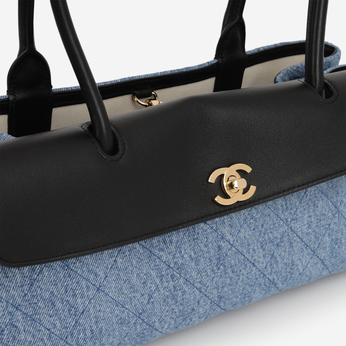 Chanel 2026 Small Tote - Blue Denim / Black Calfskin | Gold Hardware