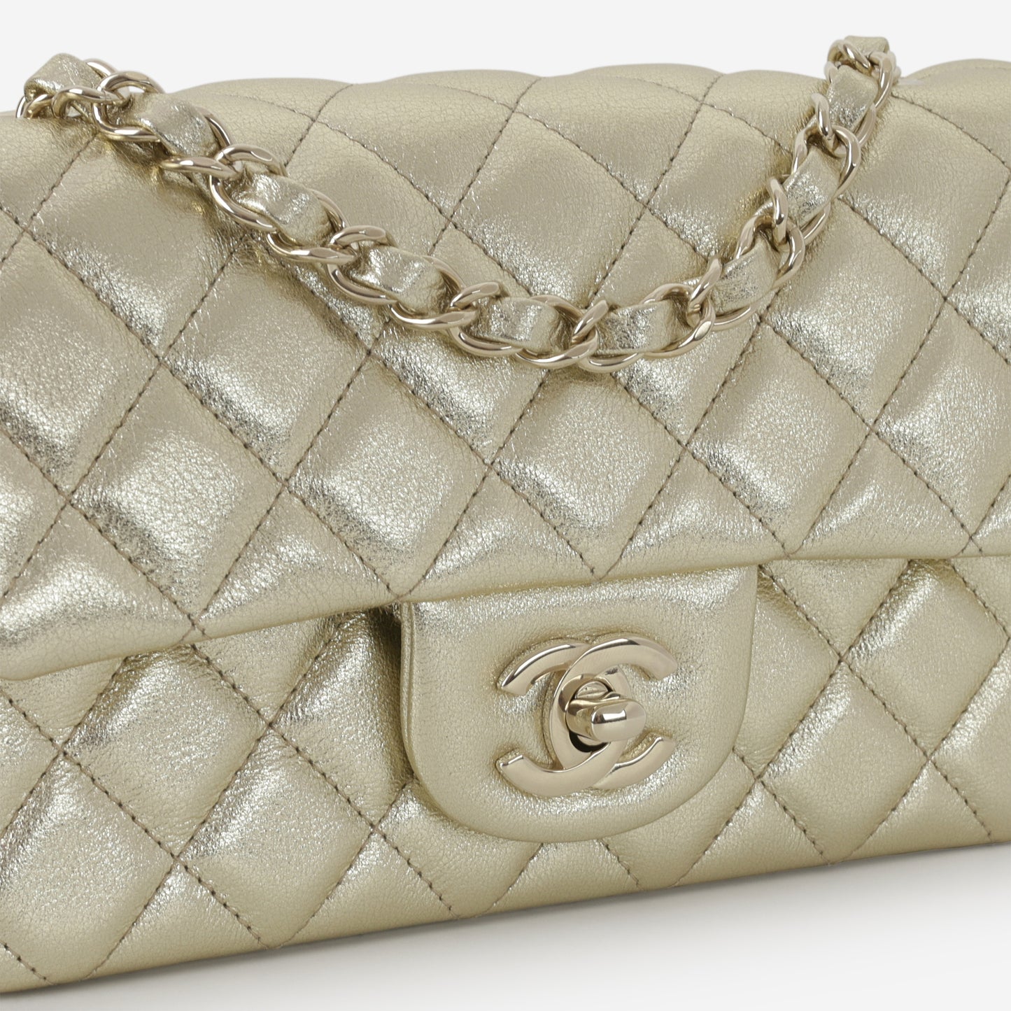 Chanel Mini Rectangular - Gold Metallic Lambskin | Champagne Gold Hardware