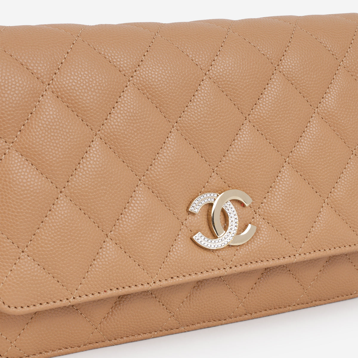 Wallet On Chain - Caramel Caviar Crystal | Champagne Gold Hardware - Bagista