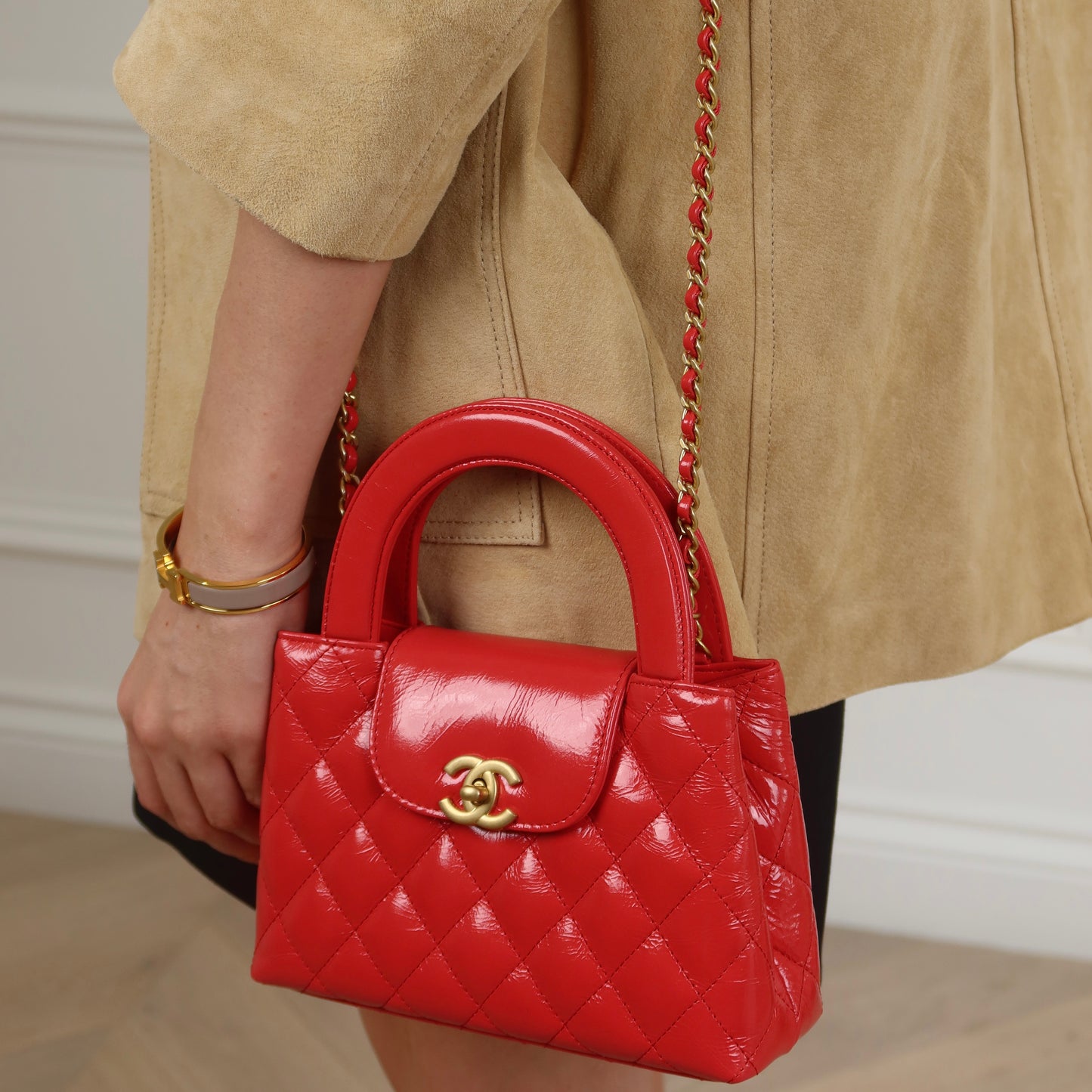 Chanel Small Kelly Re-Edition - Red Crumpled Calfskin | Gold Hardware - Bagista