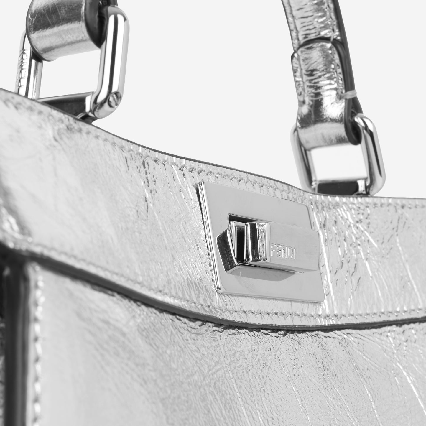 Fendi Rock Millennium Laminata Small Peekaboo ISeeU - Silver Calfskin