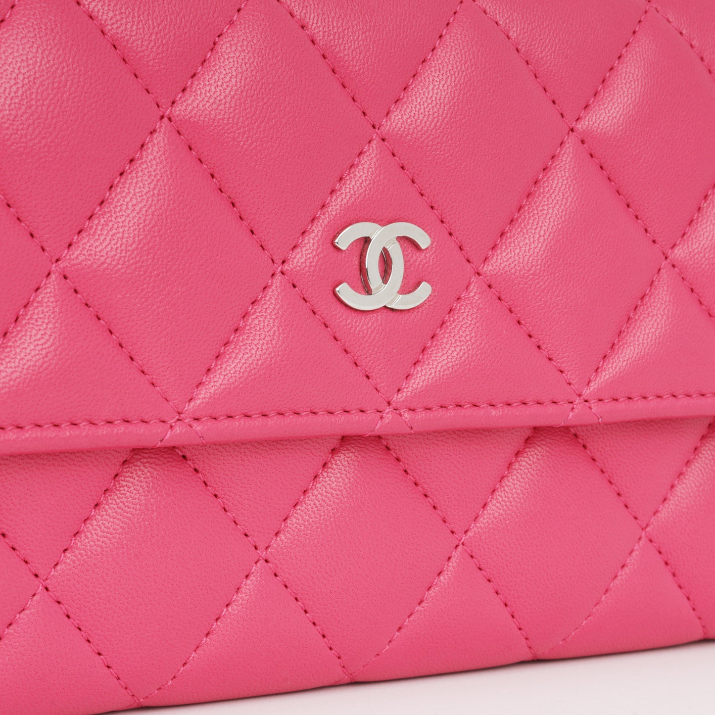 Long Classic Flap Wallet - Pink Lambskin | Silver Hardware