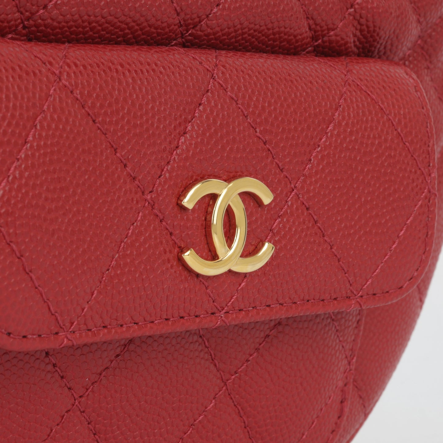 Chanel Half Moon Clutch Bag - Red Caviar | Gold Hardware