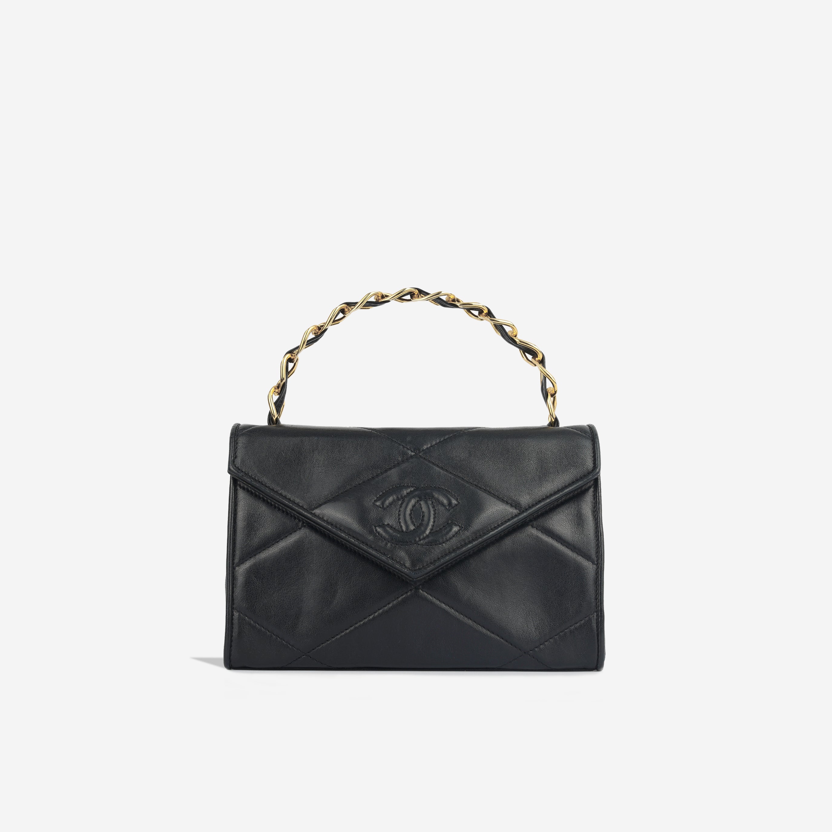 Chanel - Vintage Envelope Top Handle - Black Lambskin GHW - 1988