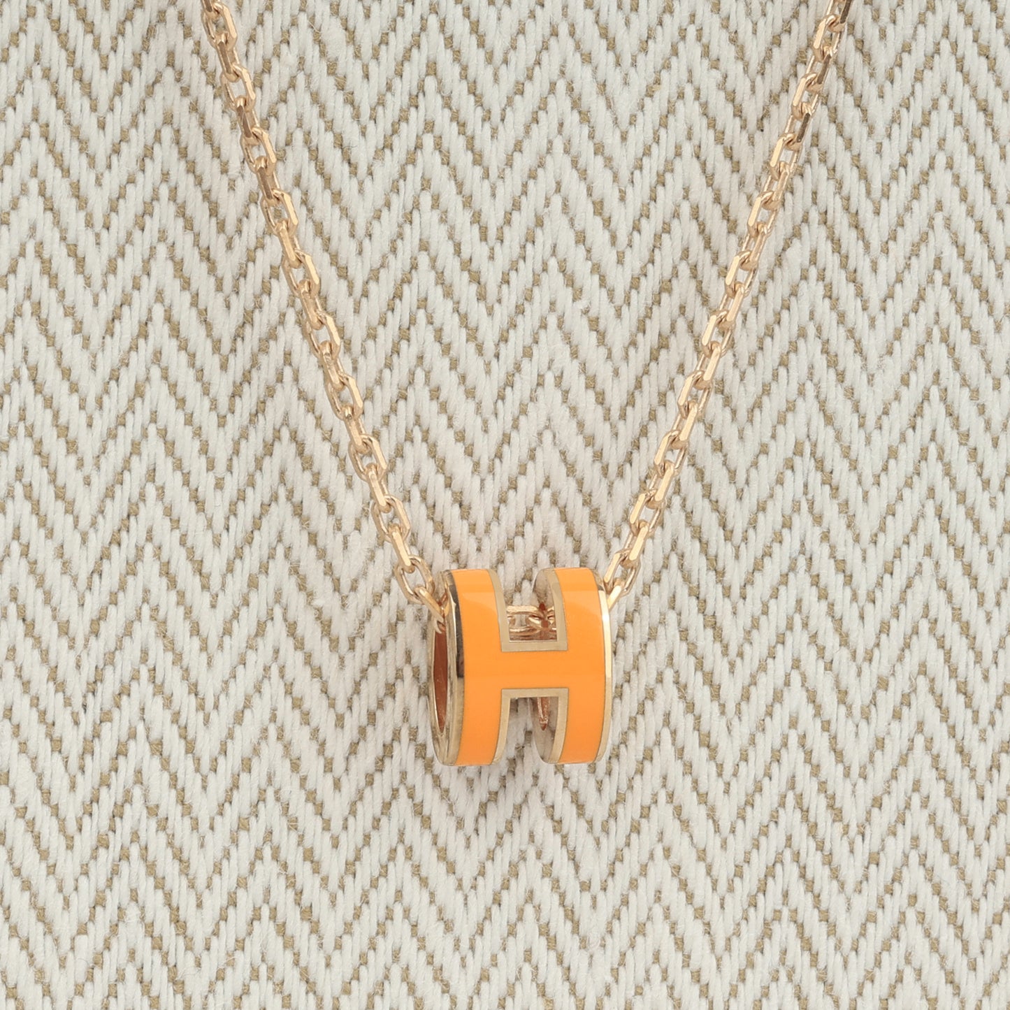Mini Pop H Pendant - Orange Soie/Rose Gold