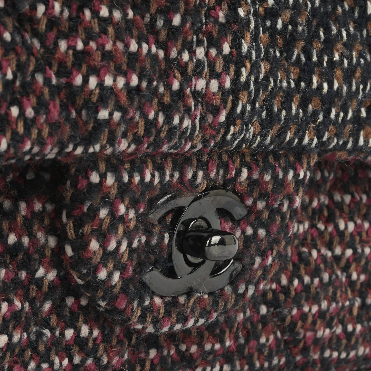 Medium Classic Flap - Red / Navy Tweed | Black Hardware