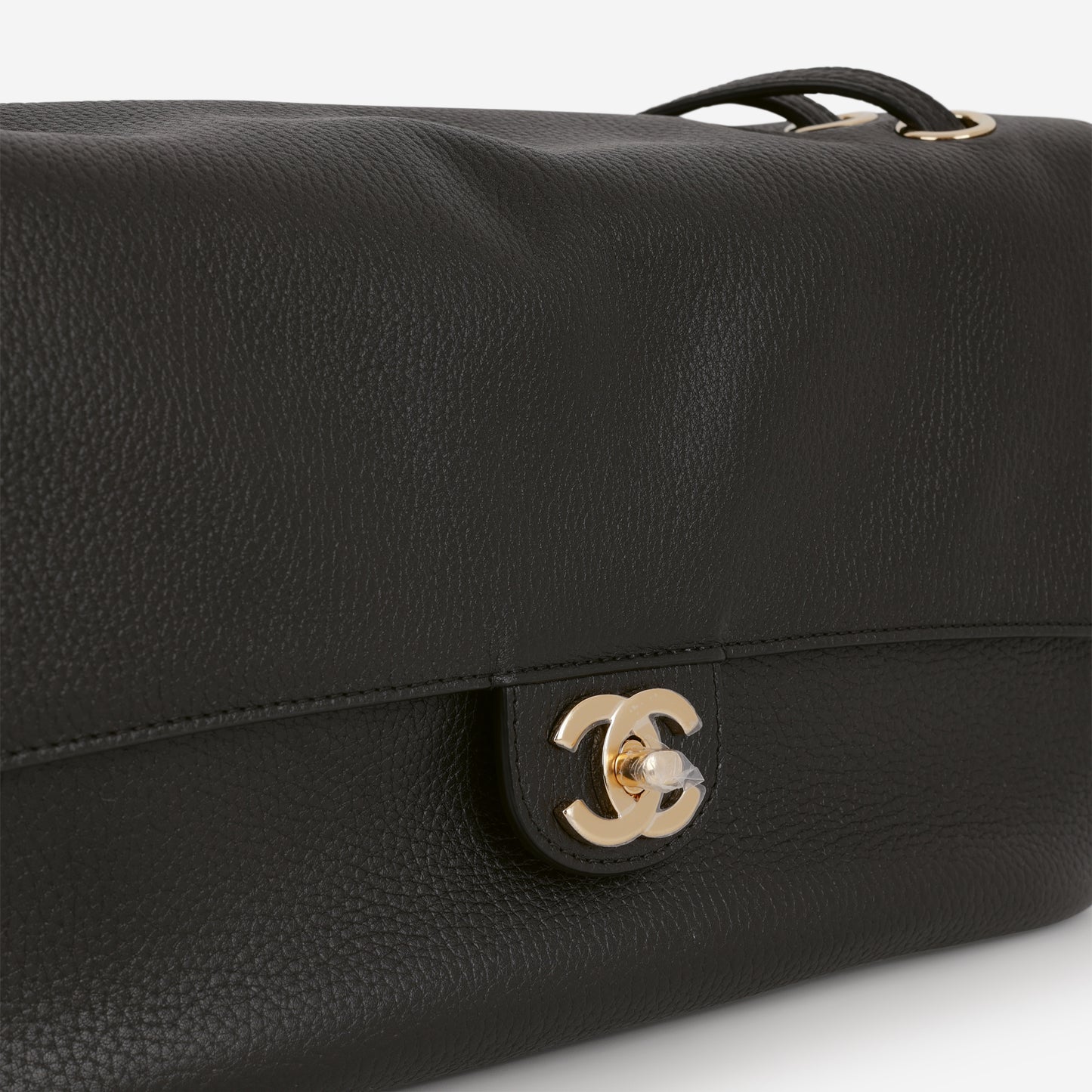 Chanel Maxi Flap 32 Bag - Black Grained Calfskin | Gold Hardware