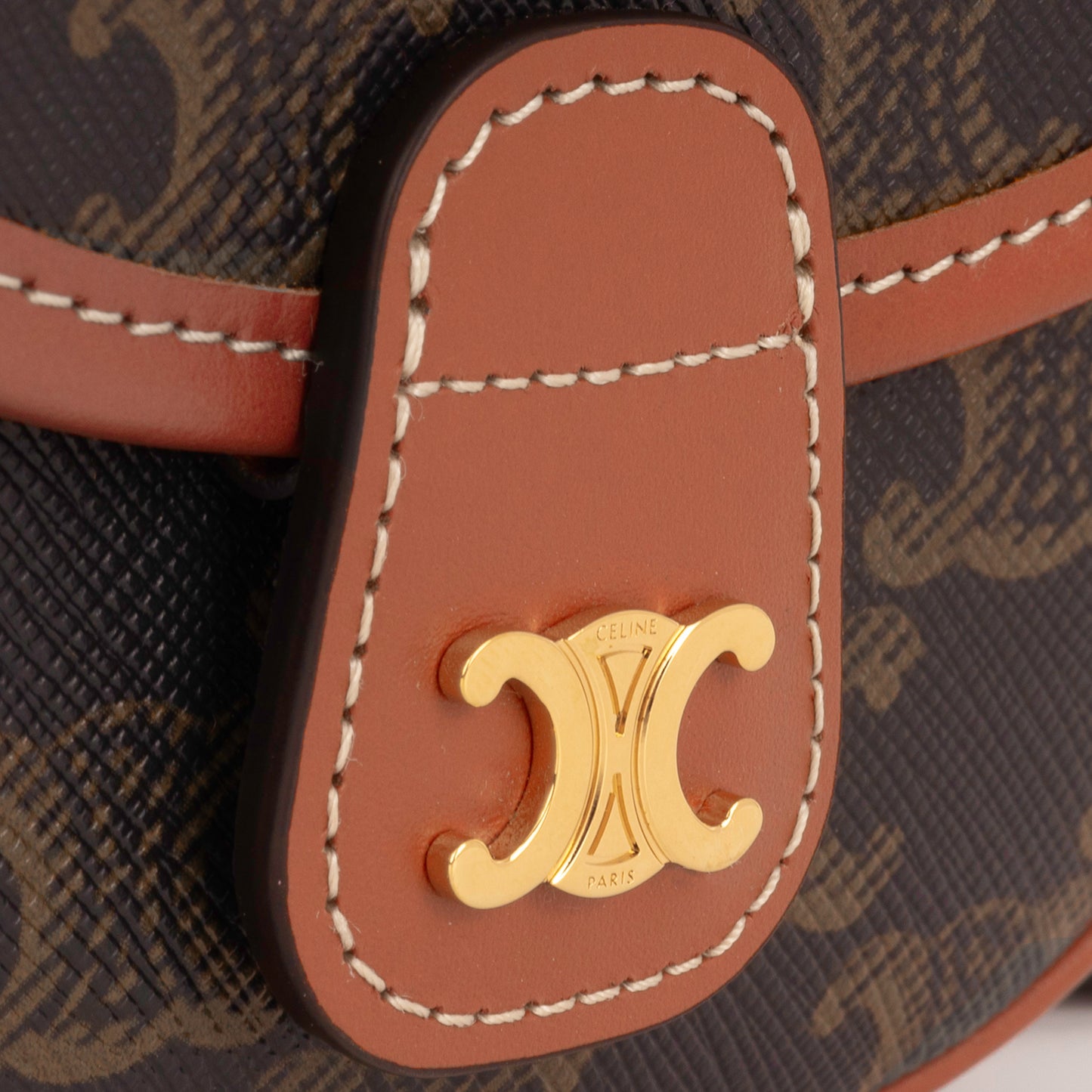 Celine Mini Besace - Black / TanTriomphe Canvas | Gold Hardware