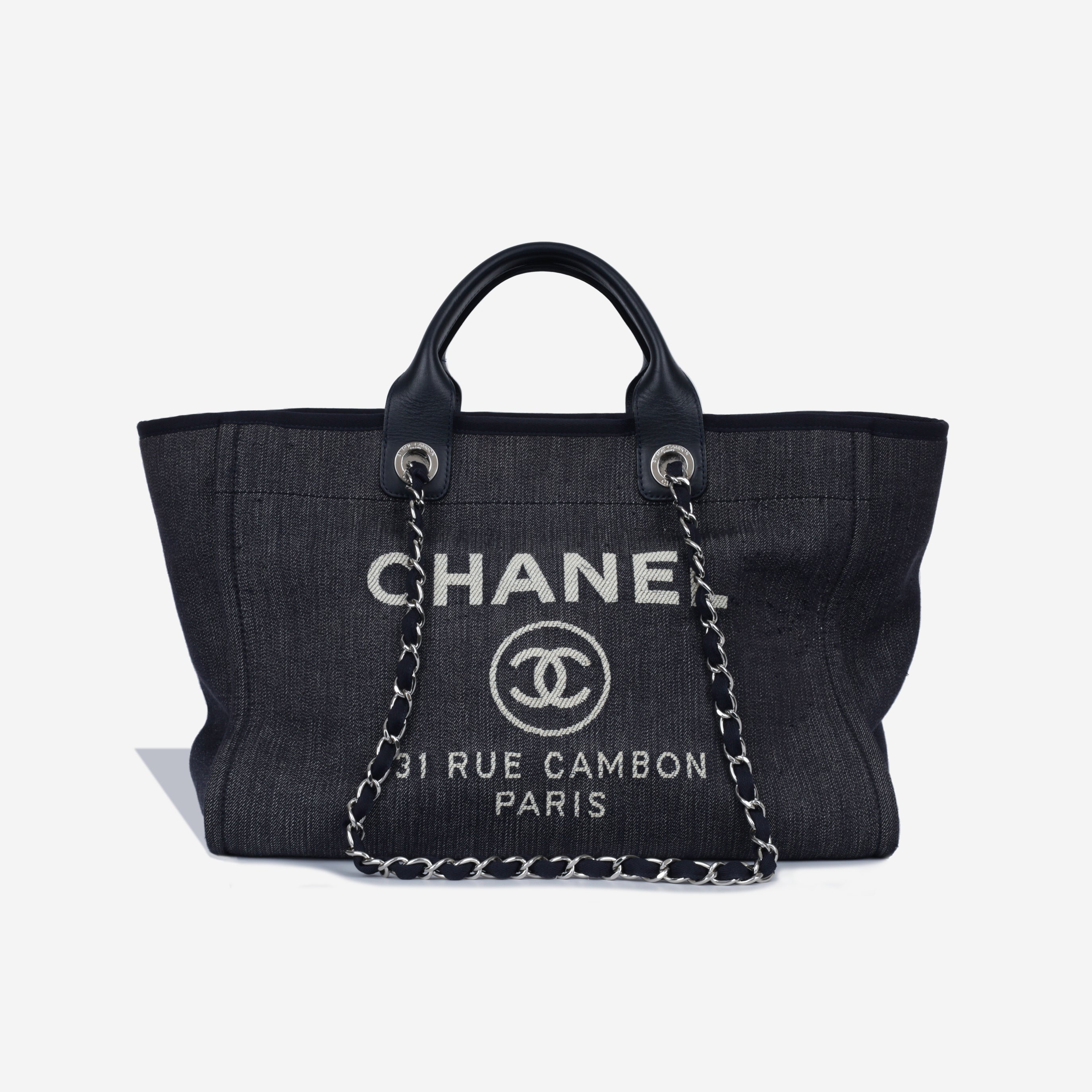 Chanel - Large Deauville - Navy Fabric SHW - Pre Loved – Bagista