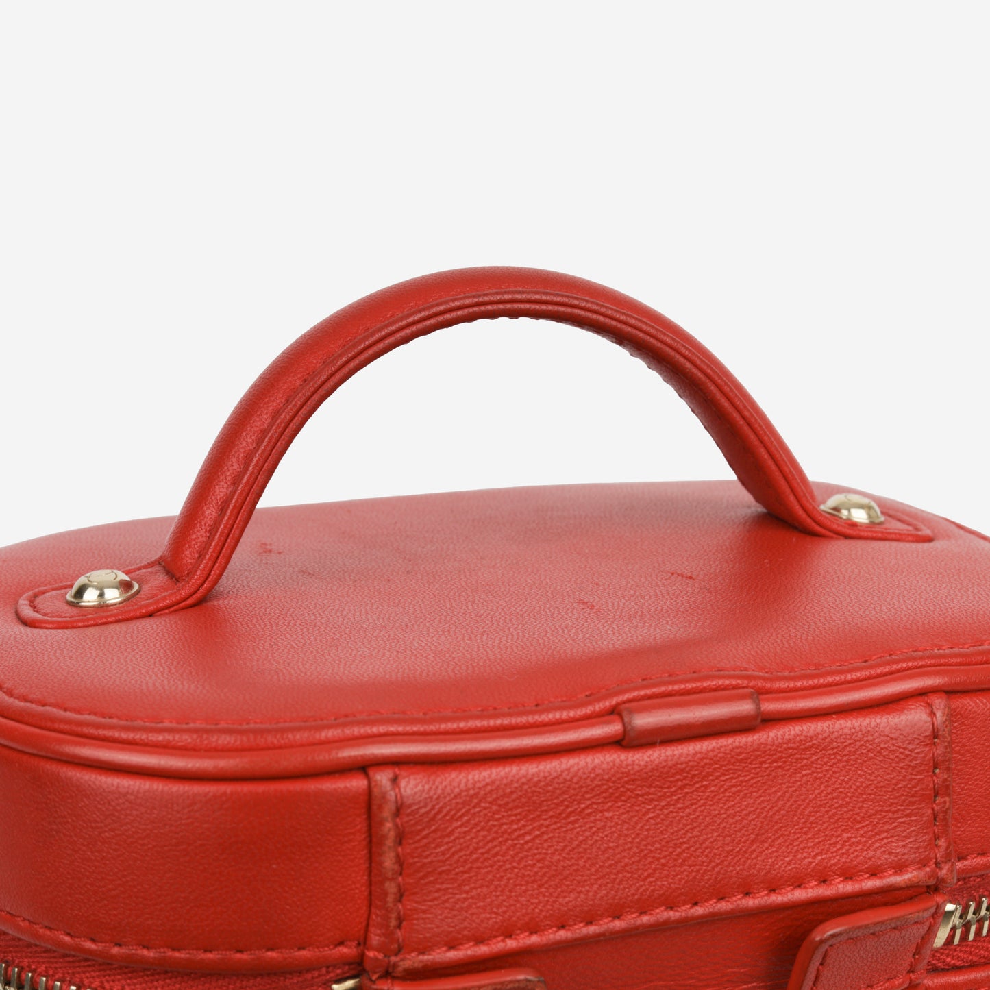 Chanel CC Timeless Vanity Case - Red Lambskin | Champagne Gold