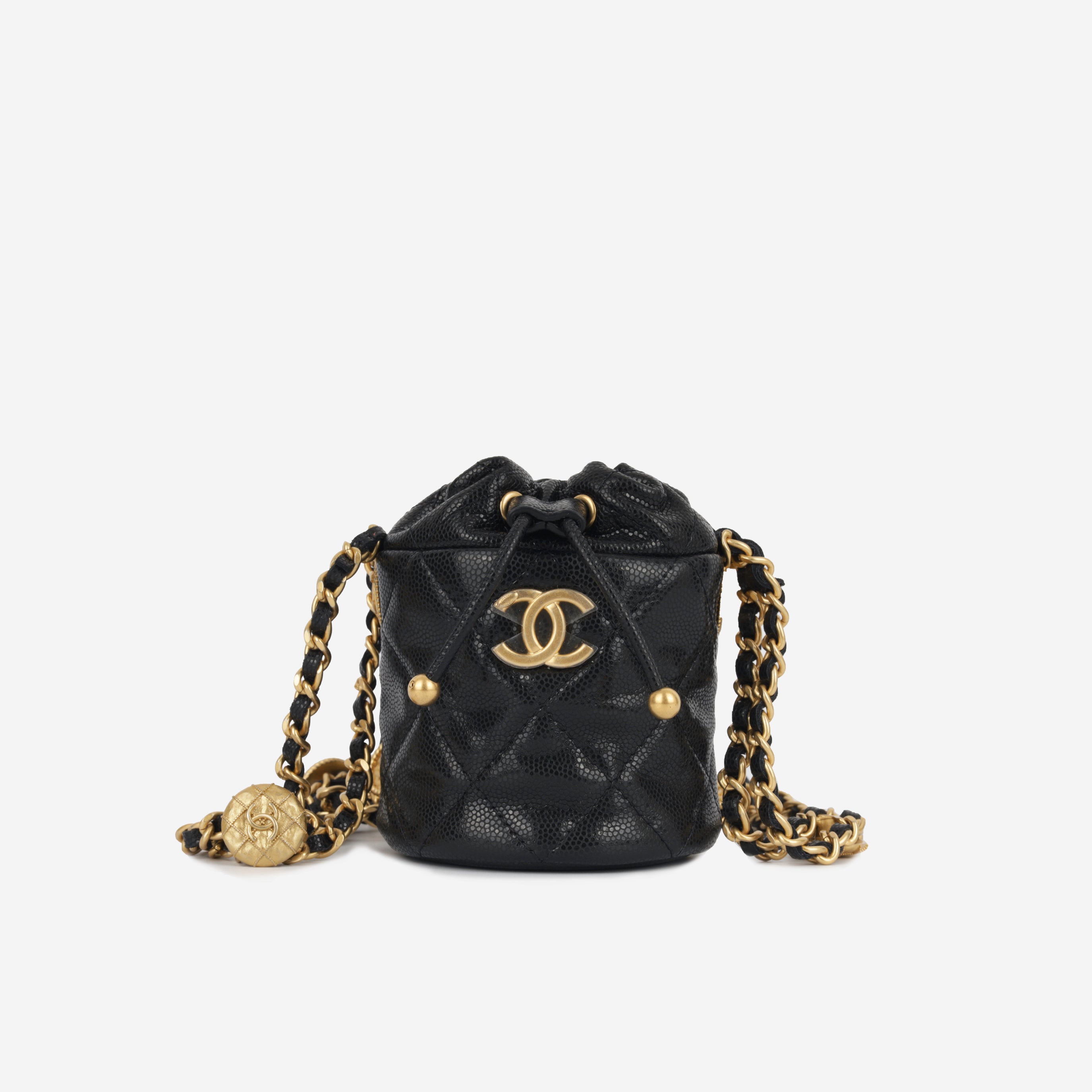Small Bucket Bag Chanel Chanel 22S Mini Bucket Bag Caviar Black