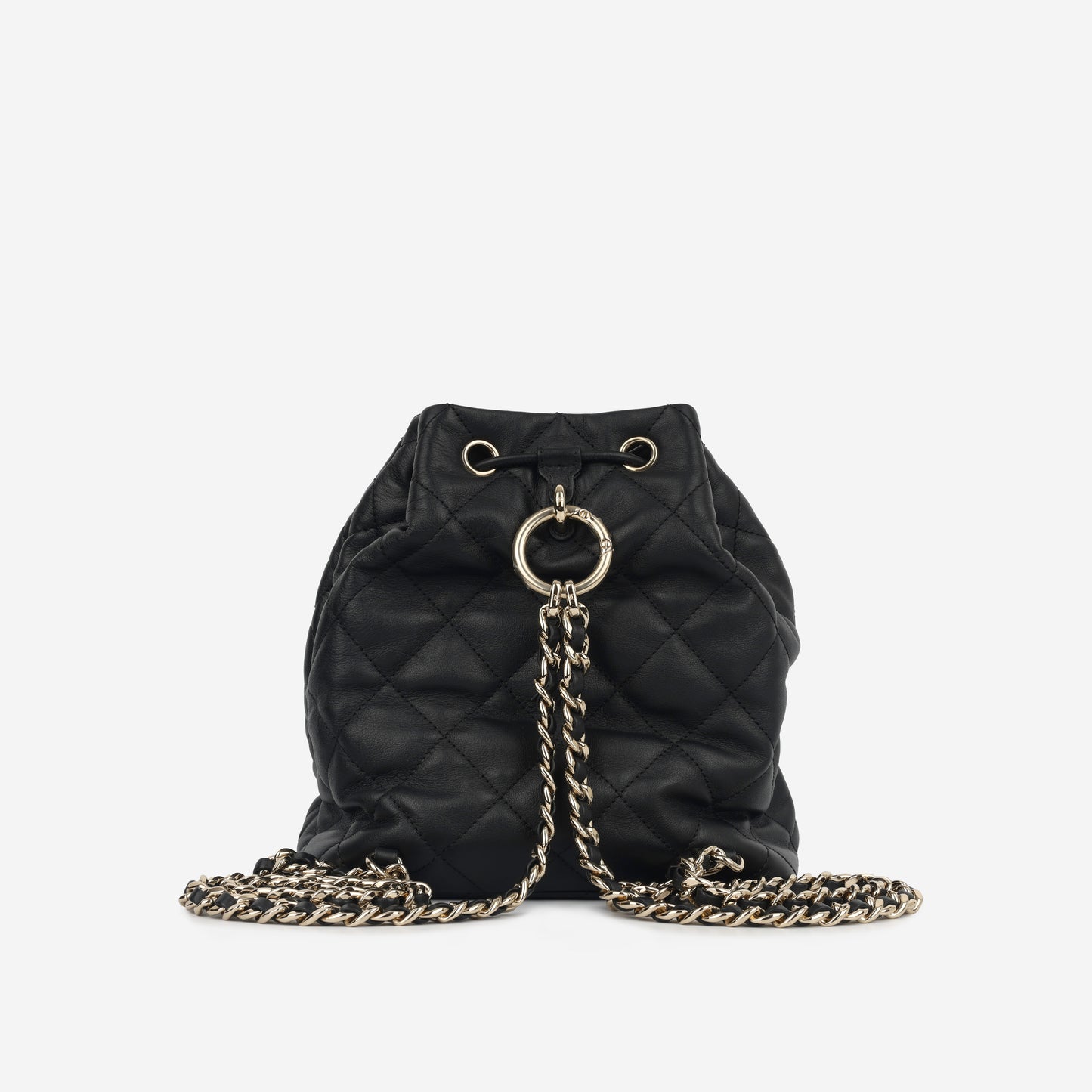 Chanel Small Duma Bucket Backpack - Black Lambskin | Champagne Gold Hardware
