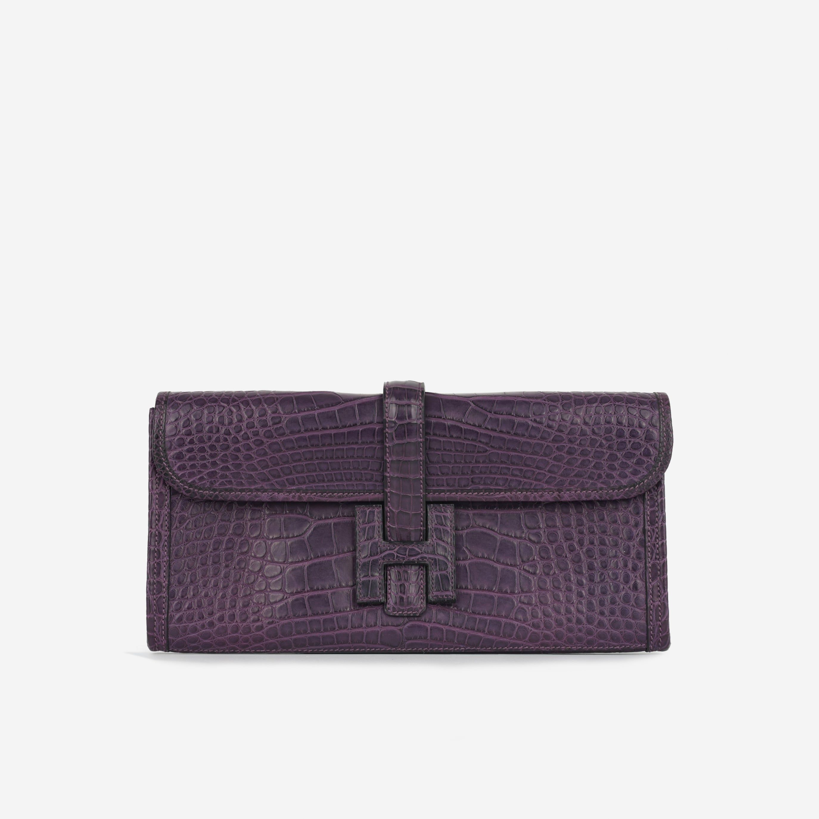 Hermès - Jige Clutch 29 Verso - Amethyst Matte Alligator / Bleu