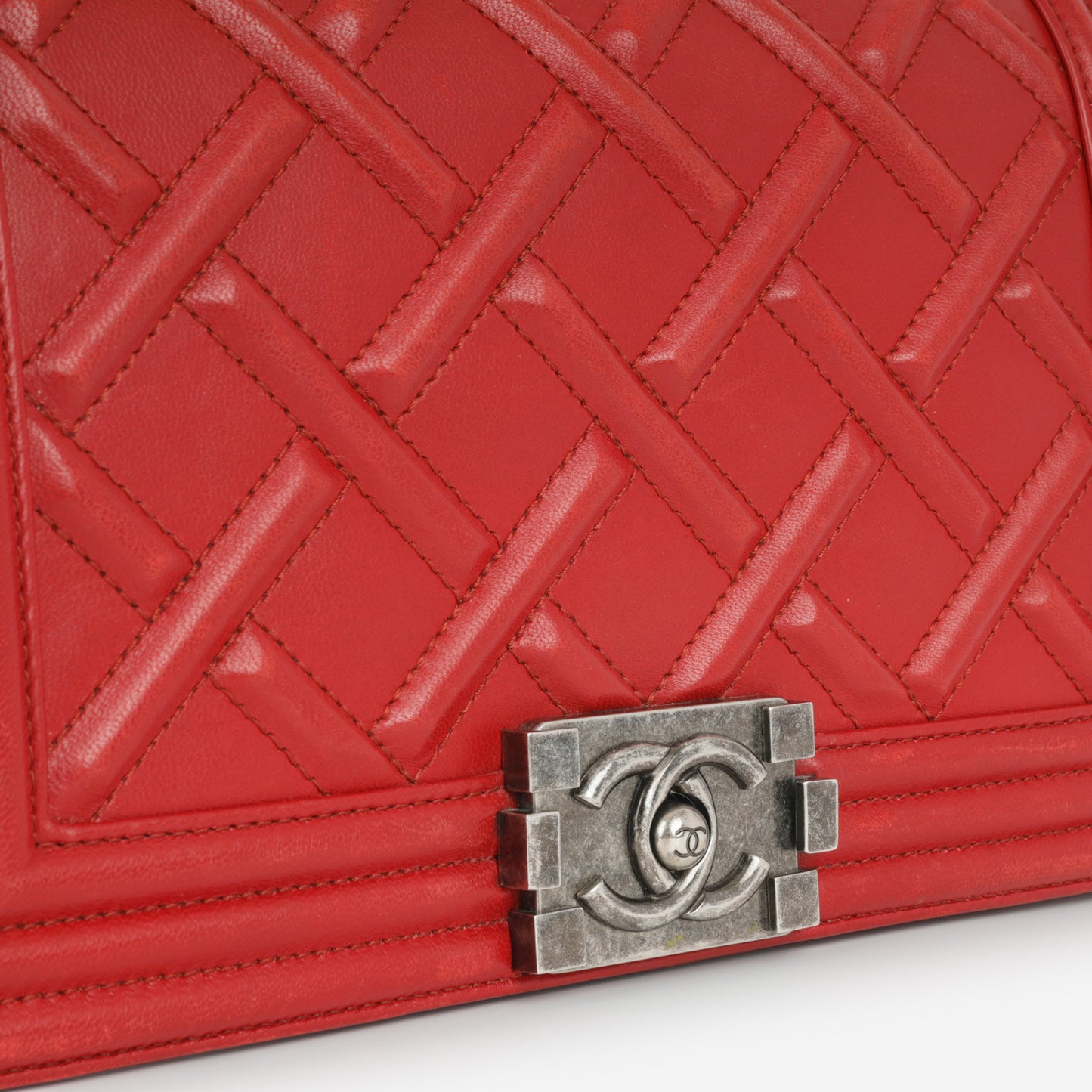 Chanel Rouge Chateau Celtic Old Medium Boy Bag | Ruthenium Hardware