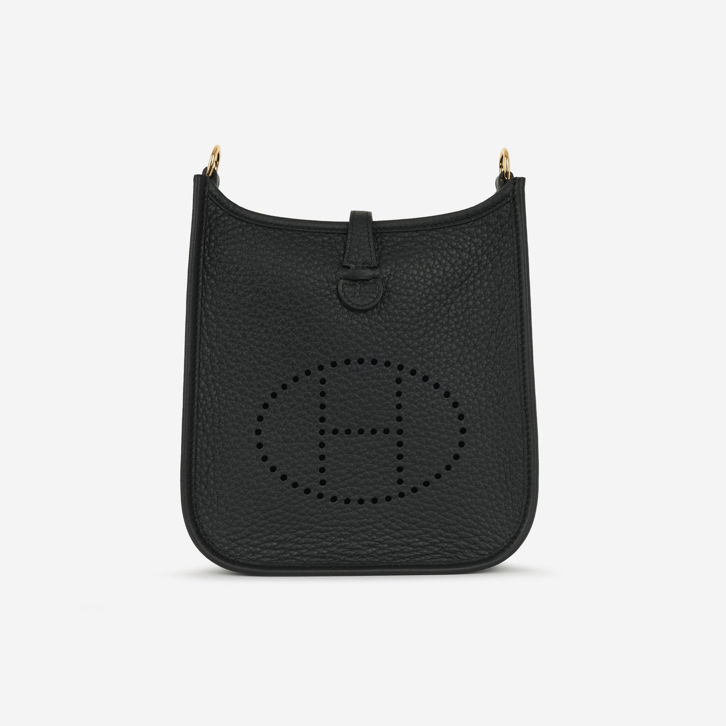 Hermès Mini Evelyne - Black Clemence / Gris Fume Strap | Gold Hardware