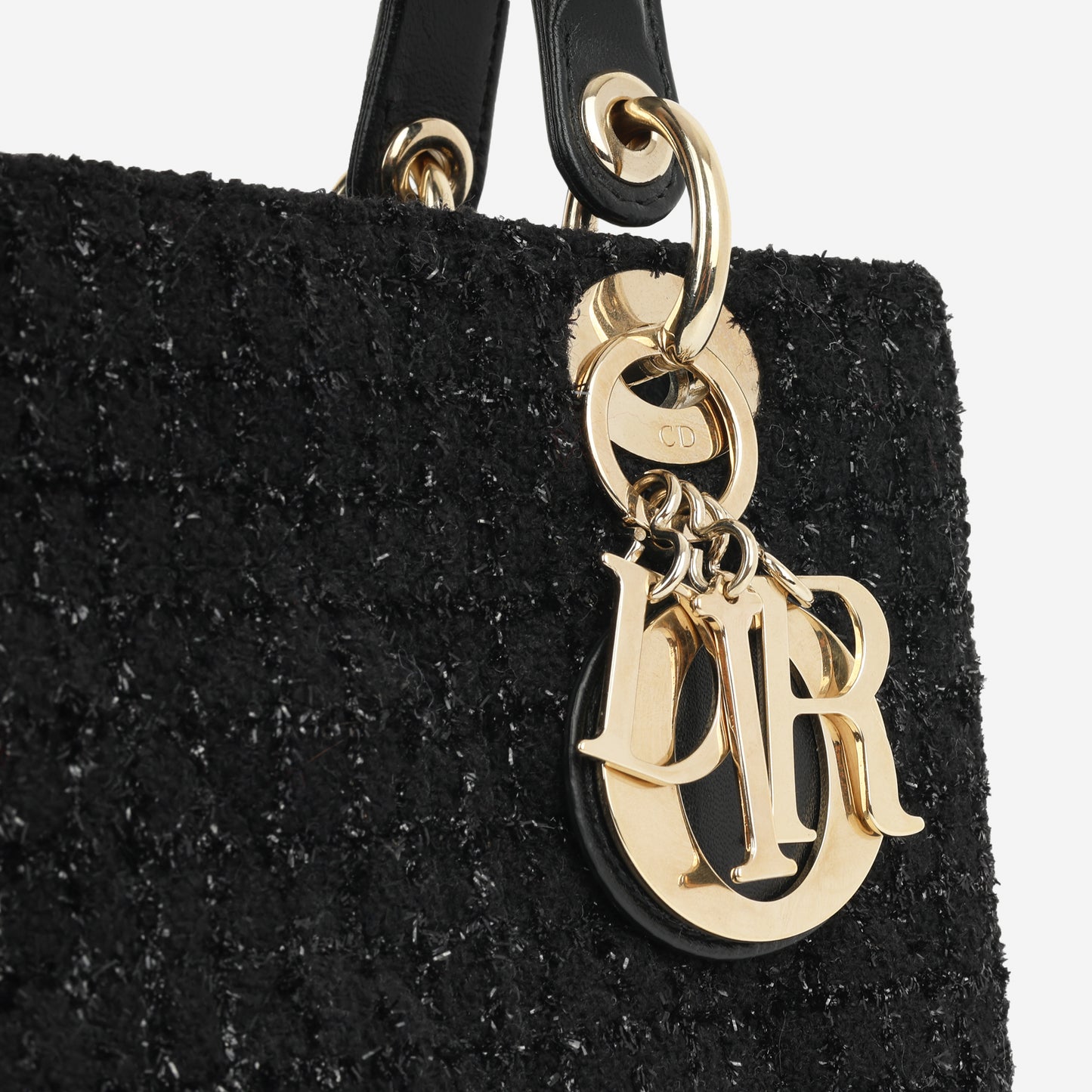 Dior Medium Lady Dior - Black Tweed | Champagne Gold Hardware