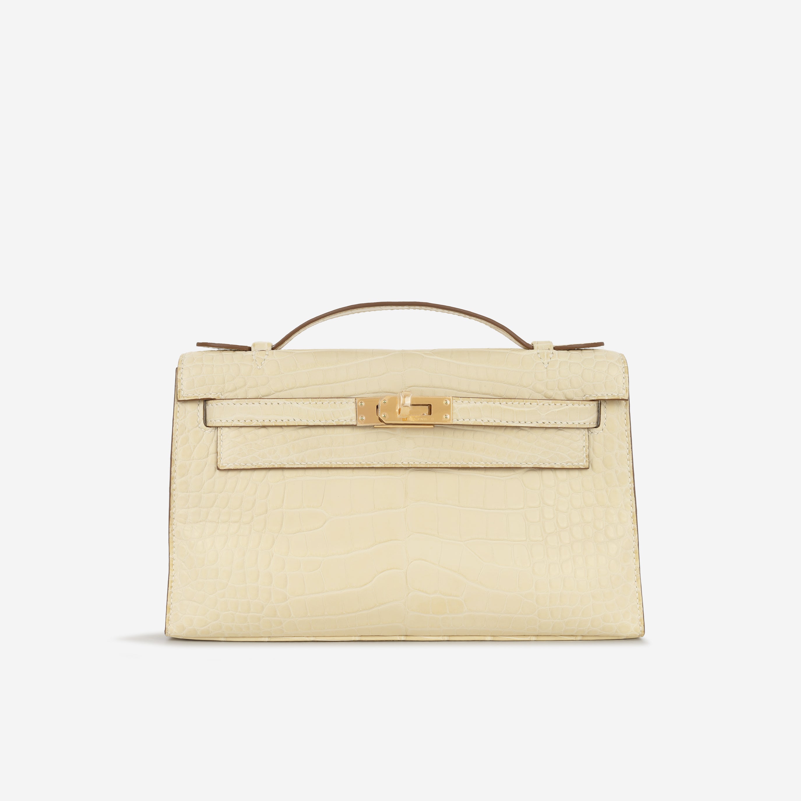 HERMÈS アイボリー ケース Hermès - Kelly Pochette - Vanille Alligator Mississipiensis GHW